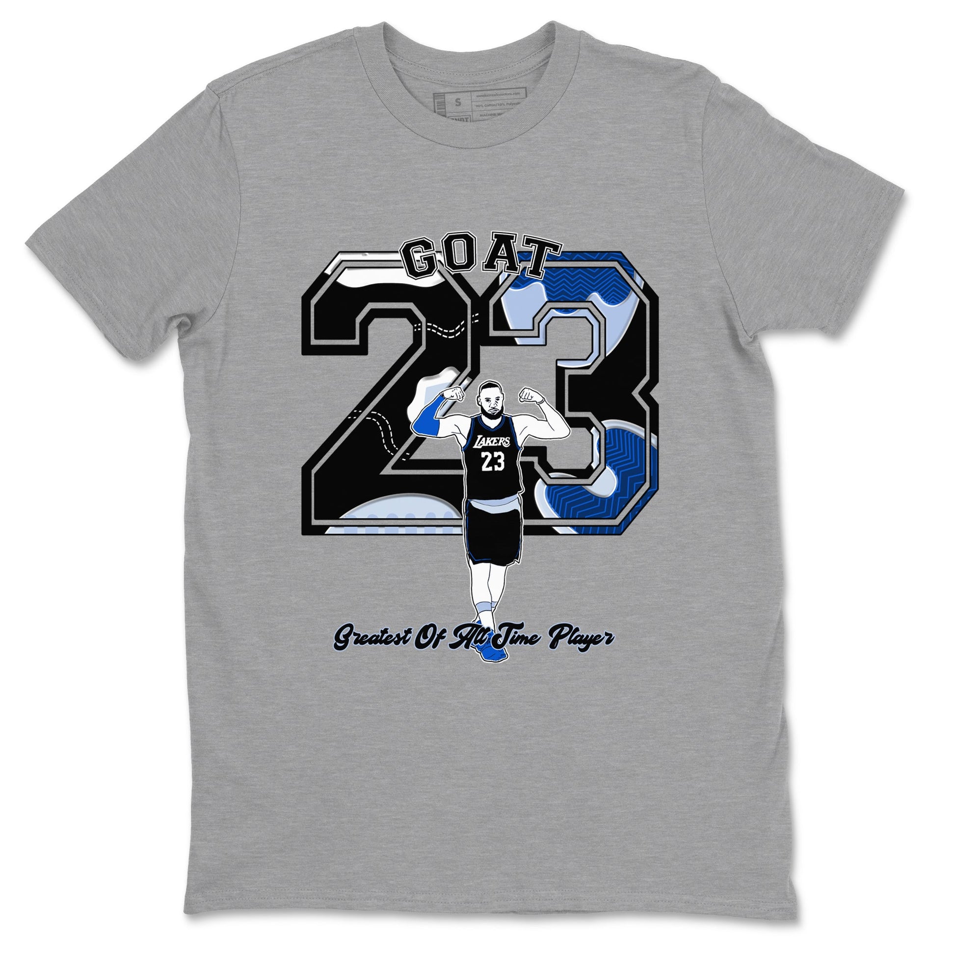 11s Black and Varsity Royal shirt to match jordans Goat Player sneaker tees Air Jordan 11 Black/Varsity Royal SNRT Sneaker Release Tees unisex cotton Heather Grey 2 crew neck shirt