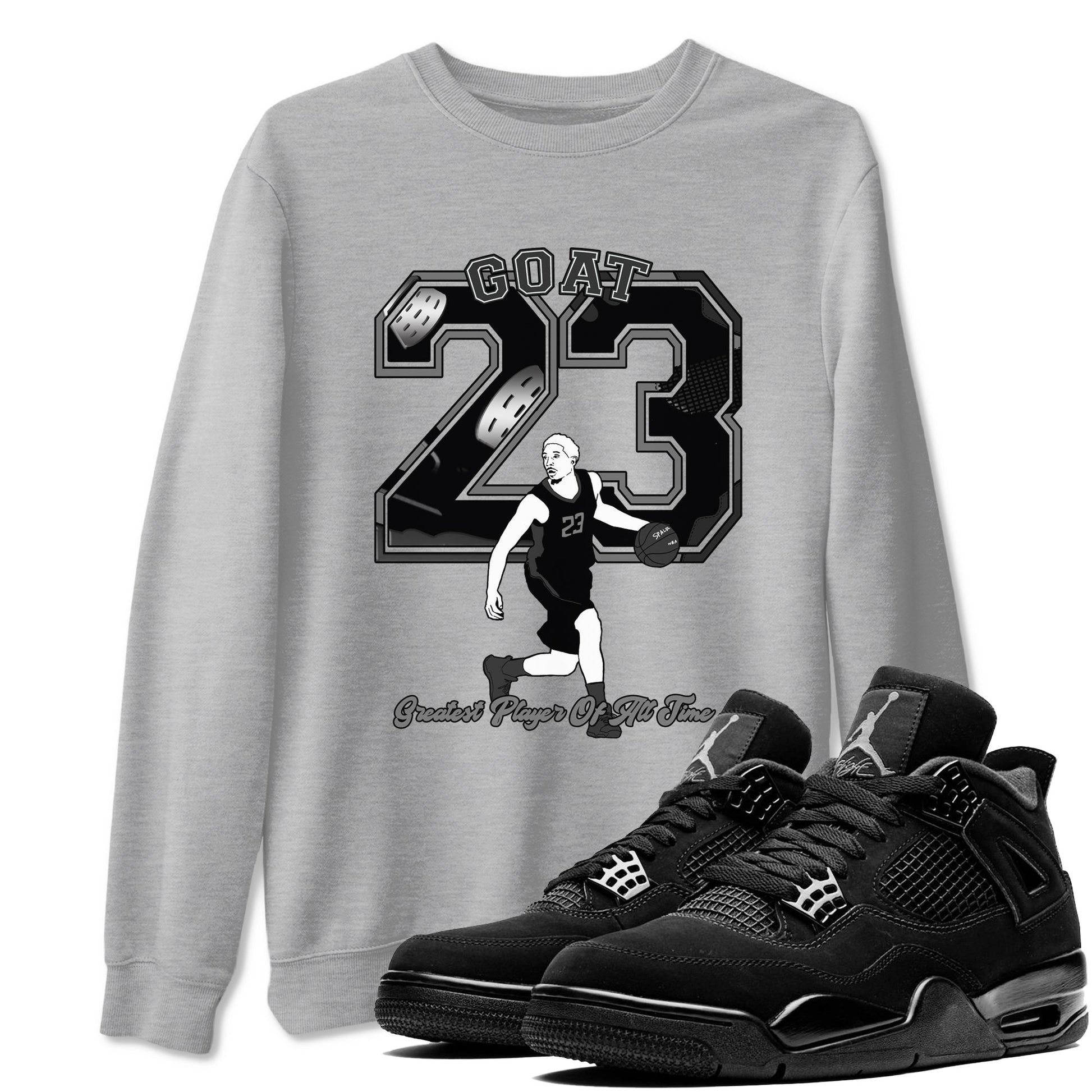4s Black Cat shirts to match jordans Goat Player sneaker match tees Air Jordan 4 Black Cat match shoes to clothes SNRT Sneaker Tees unisex cotton Heather Grey 1 shirts