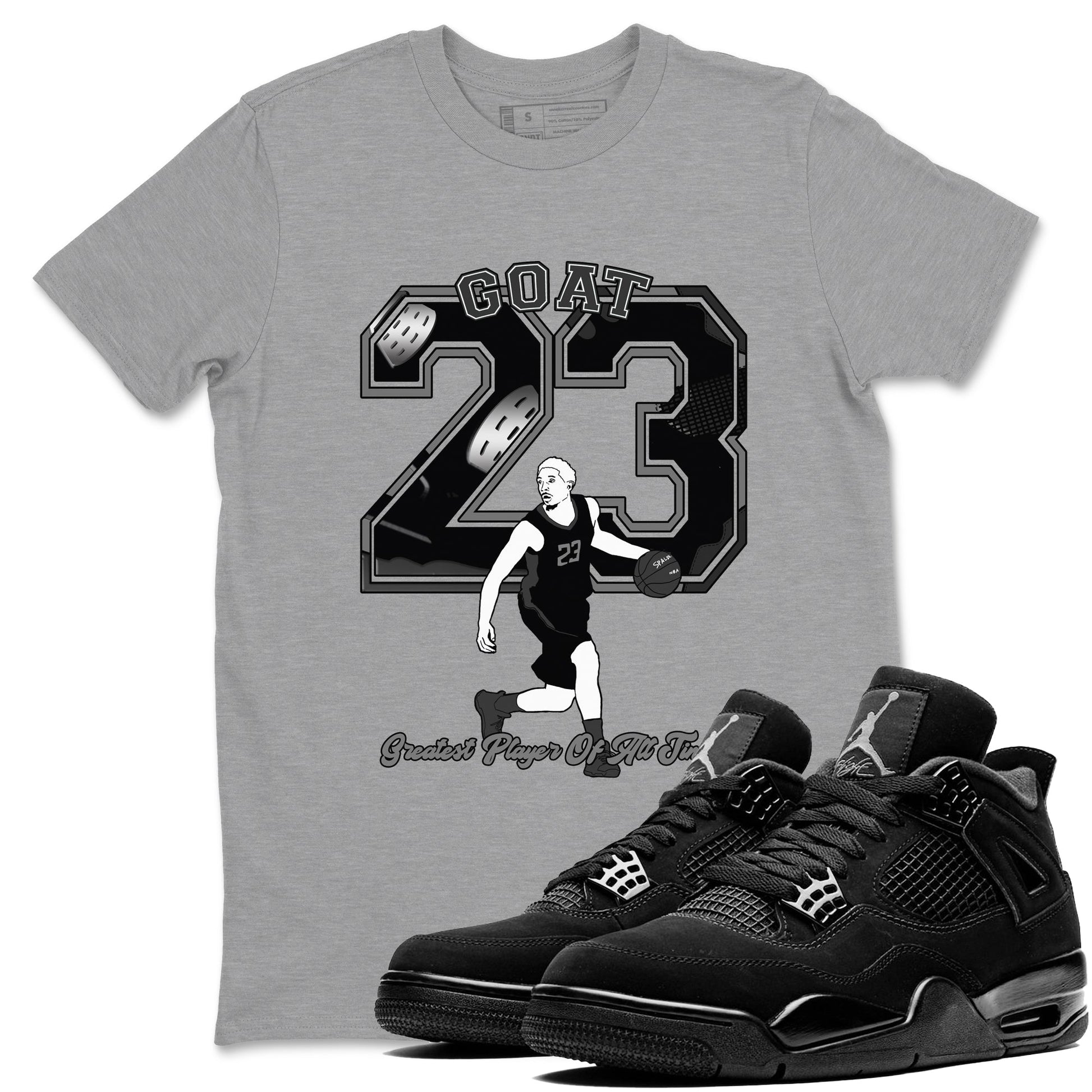 4s Black Cat shirts to match jordans Goat Player sneaker match tees Air Jordan 4 Black Cat match shoes to clothes SNRT Sneaker Tees unisex cotton Heather Grey 1 shirts