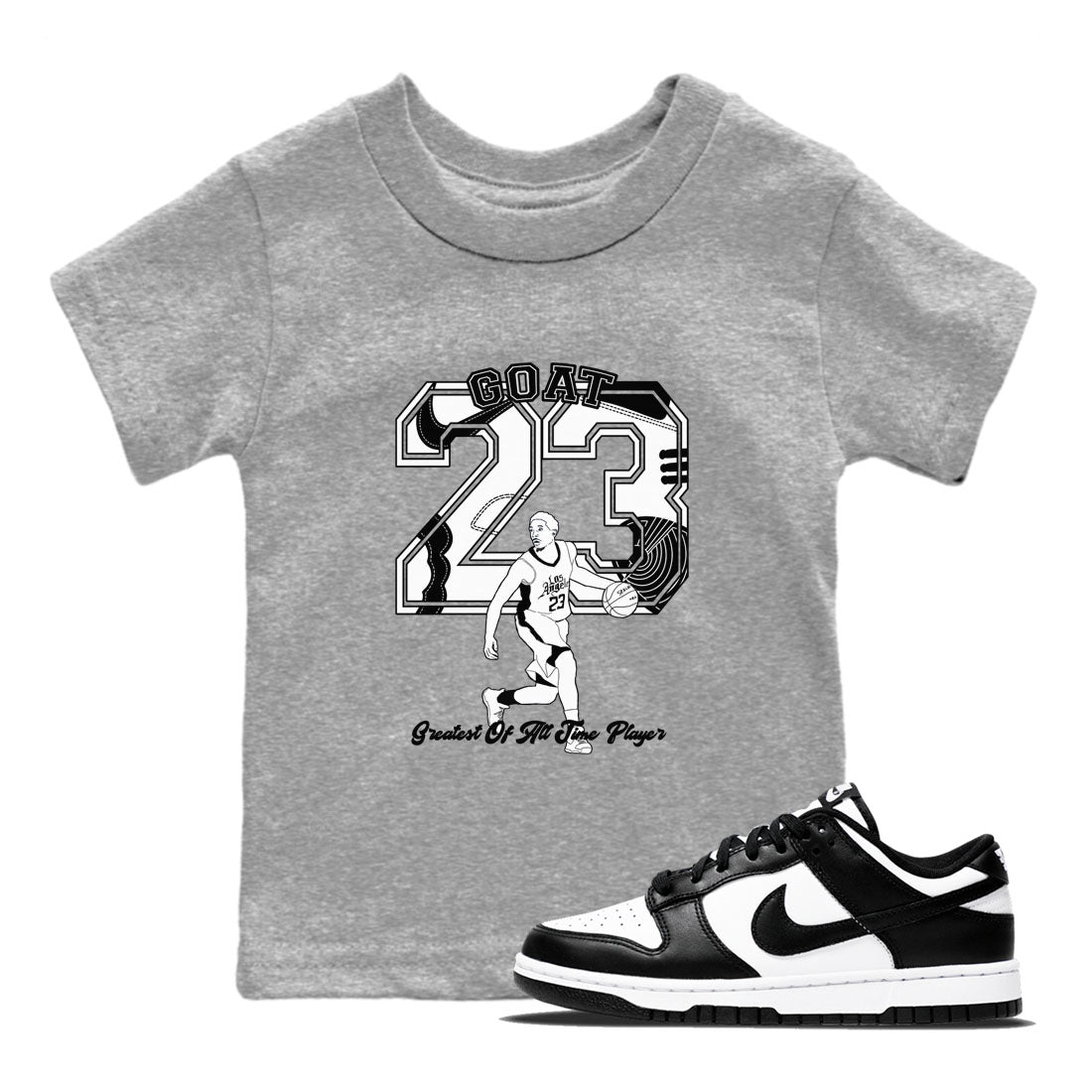 Dunk Black White shirts to match jordans Goat Player sneaker match tees Dunk Panda SNRT Sneaker Release Tees Youth Baby Heather Grey 1 crew neck shirts