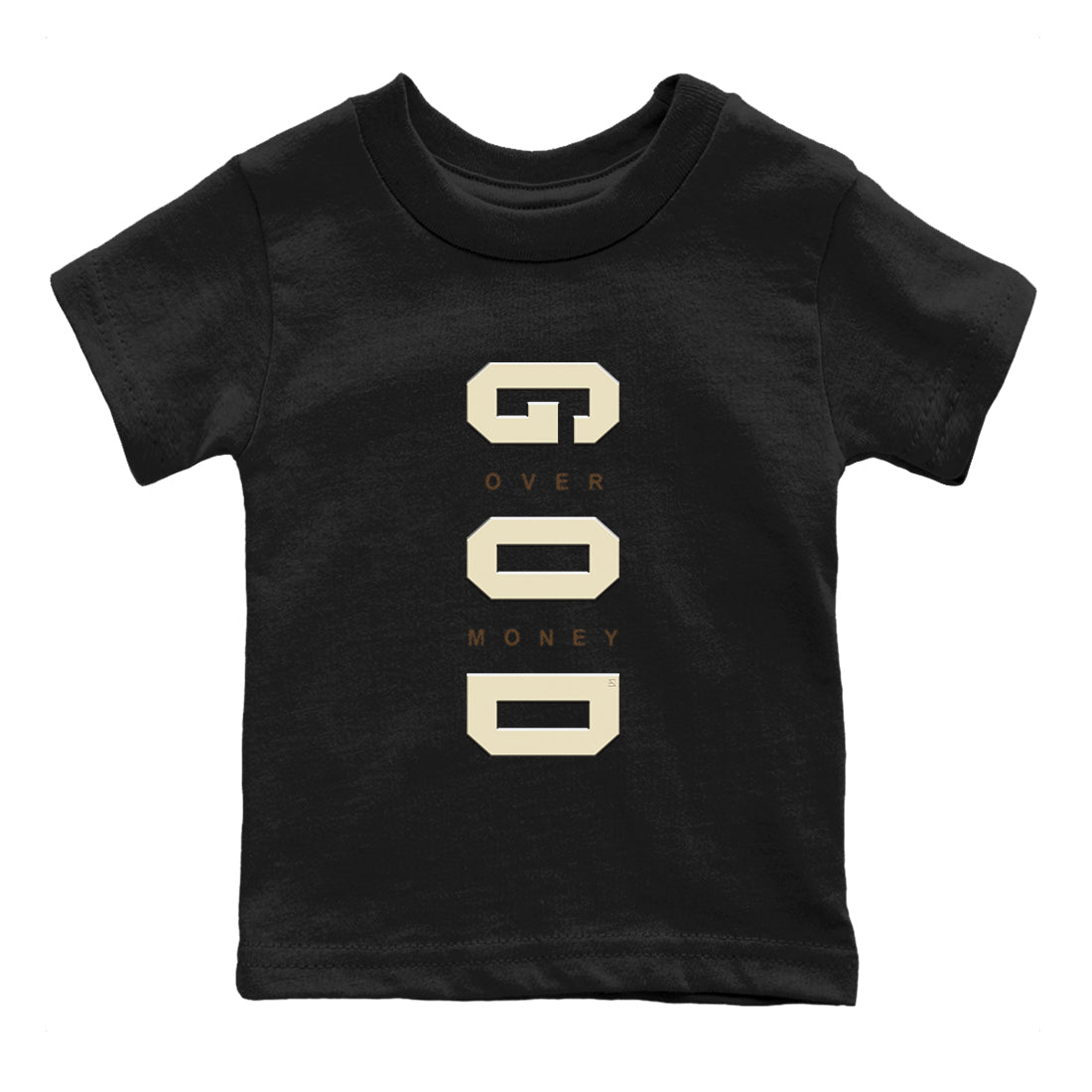 1s Mocha shirts to match jordans God Over Money sneaker match tees Air Jordan 1 Mocha match shoes to clothes SNRT Sneaker Tees Youth Baby Black 2 tee