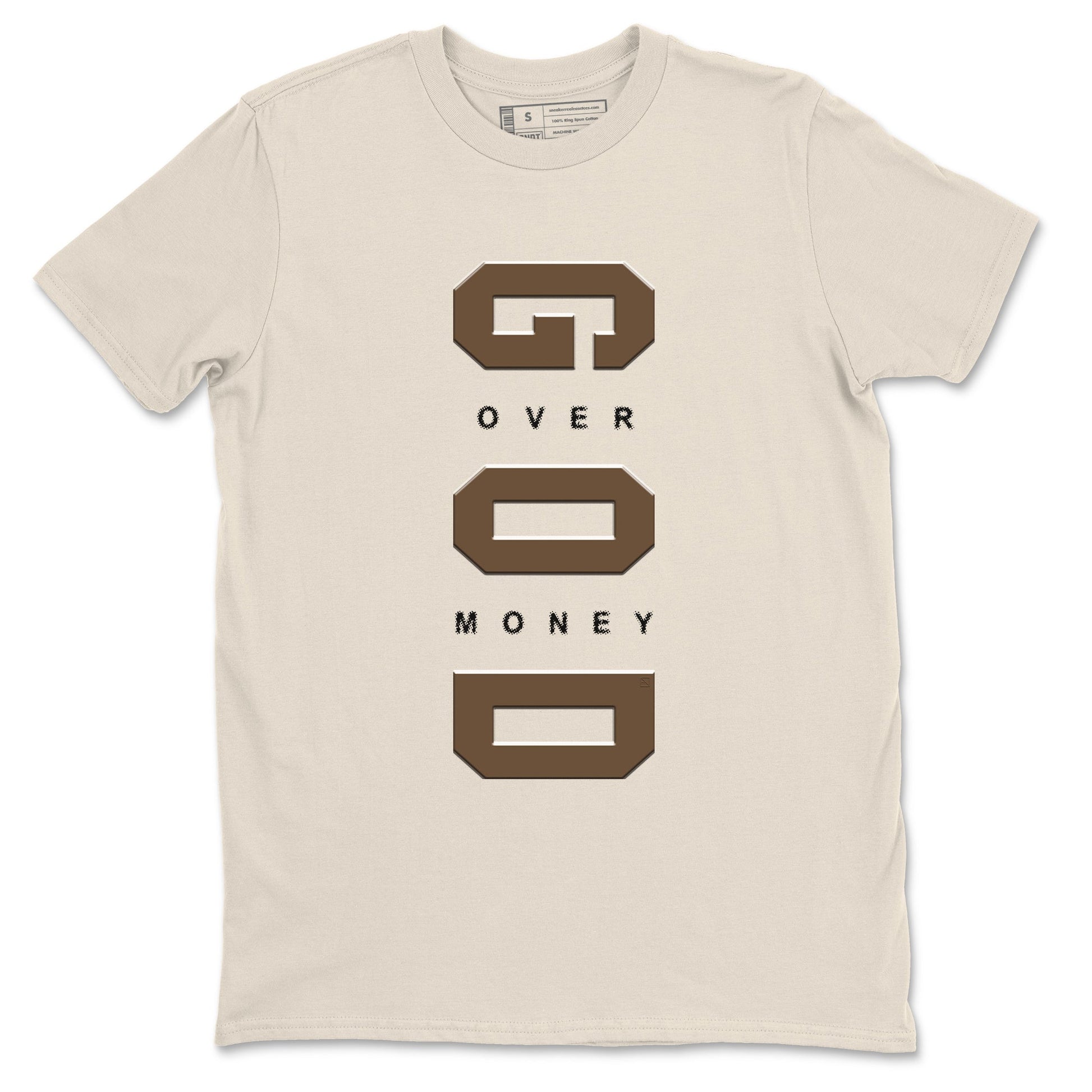1s Mocha shirts to match jordans God Over Money sneaker match tees Air Jordan 1 Mocha match shoes to clothes SNRT Sneaker Tees unisex cotton Natural 2 shirts
