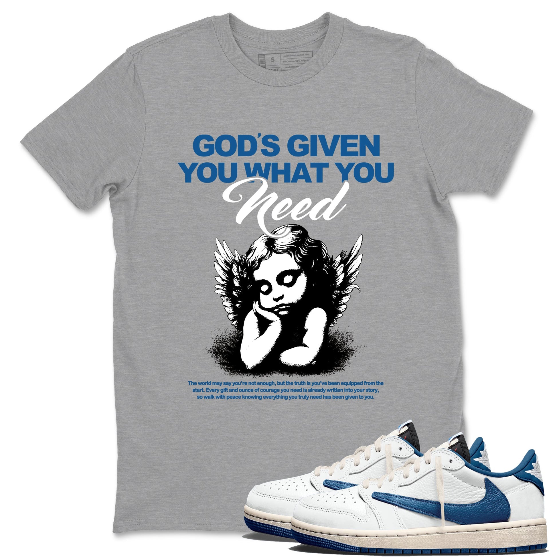 Sneaker match tees – Streetwear Graphic Tees Air Jordan 1 Travis Scott Fragment Sneakers – God's Given You What You Need Graphic Tee Heather Grey 1