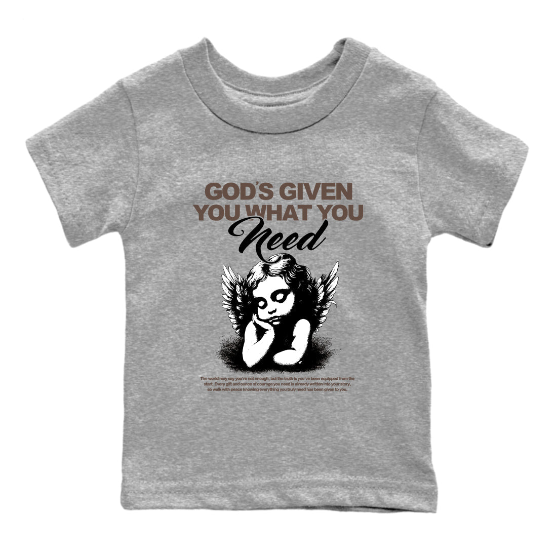 Sneaker match tees – Streetwear Graphic Tees Air Jordan 4 Cave Stone Sneakers – God's Given You What You Need Kids Craphic T-Shirt Heather Grey 2
