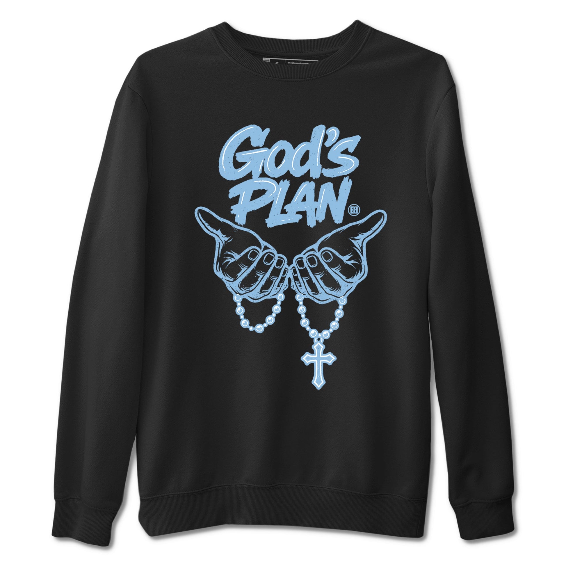 God's Plan sneaker match t-shirt styled to complete your fit with the Air Foamposite One Psychic Blue sneakers, shown in Black 2.