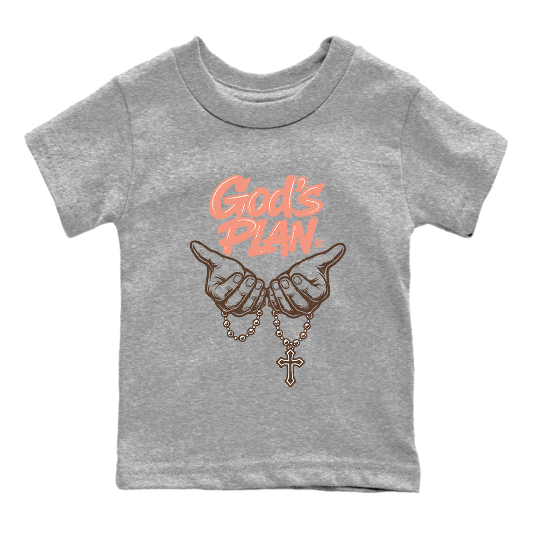 Sneaker match tees – Sneaker Tees To Match Air Jordan 1 Baroque Brown Shoes – God's Plan Kids T-Shirt Heather Grey 2