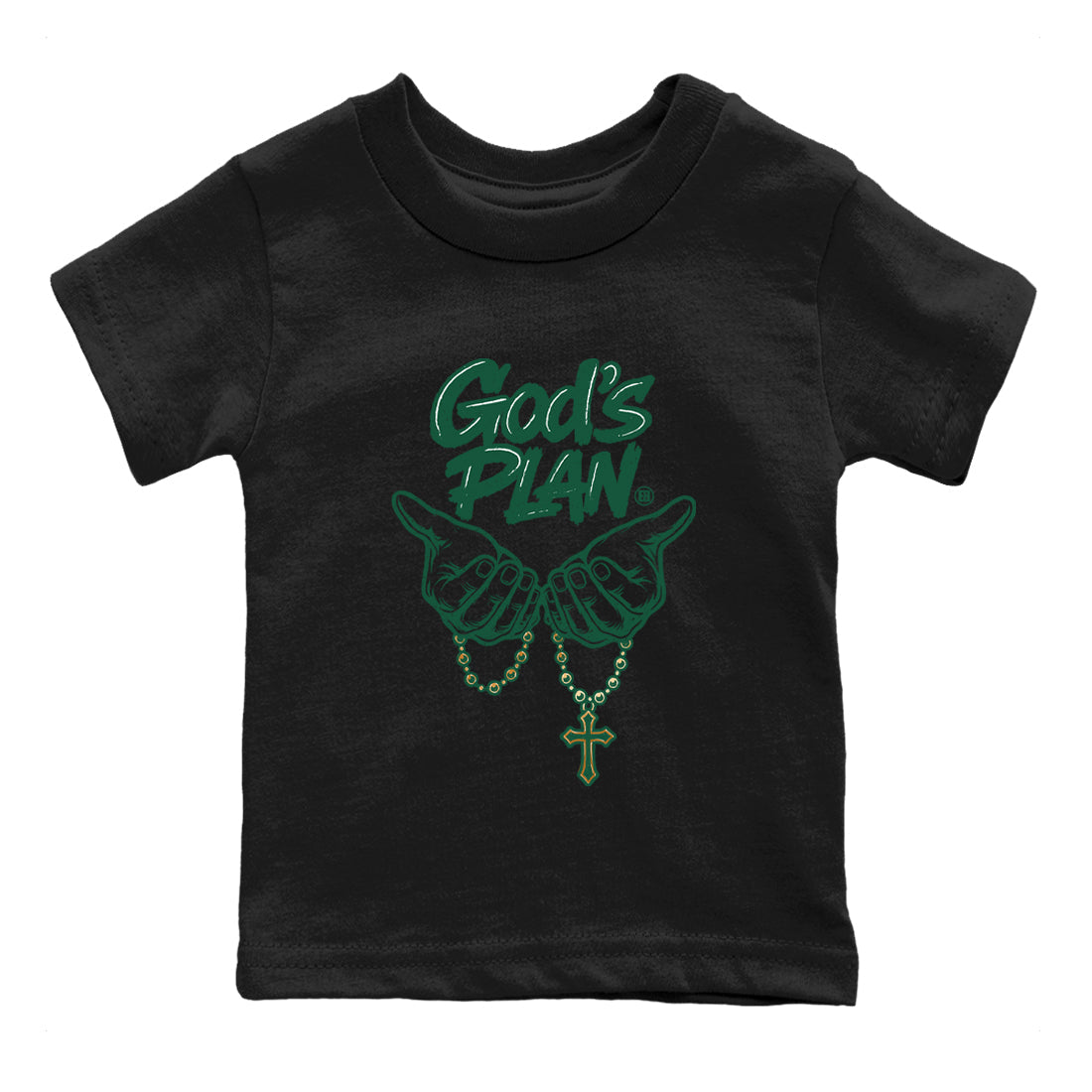 Sneaker Threads – Sneaker Tees To Match Air Jordan 1 Pro Green – God's Plan Youth Graphic Tee Black 2. Perfect for Jordan releases 2025 colorways.
