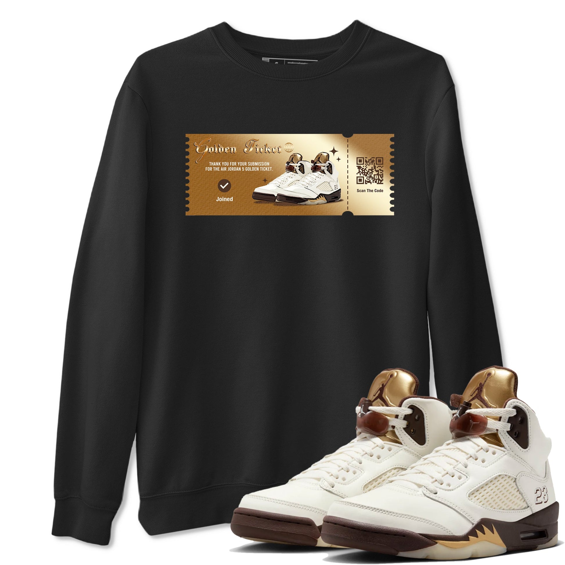 5s Golden Ticket shirts to match jordans Golden Ticket shirts to match jordans Air Jordan 5 Golden Ticket match shoes to clothes SNRT Sneaker Tees unisex cotton Black 1 shirts