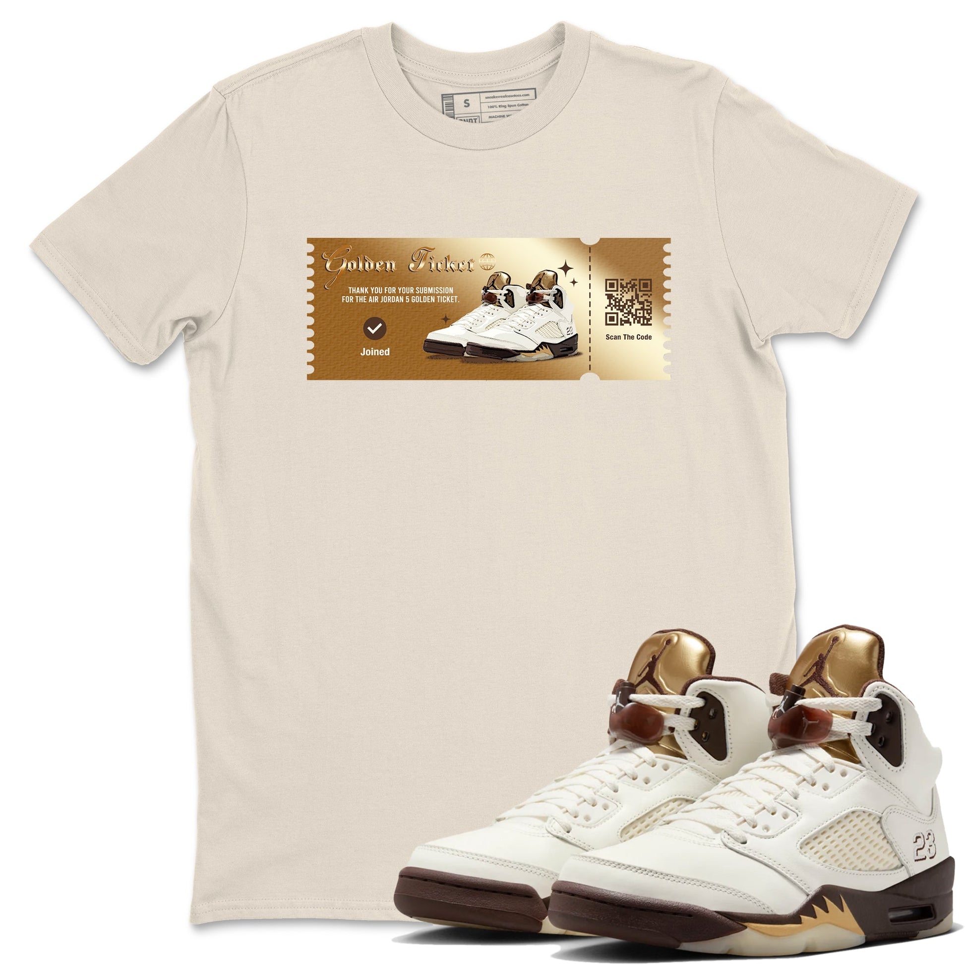 5s Golden Ticket shirts to match jordans Golden Ticket shirts to match jordans Air Jordan 5 Golden Ticket match shoes to clothes SNRT Sneaker Tees unisex cotton Natural 1 shirts