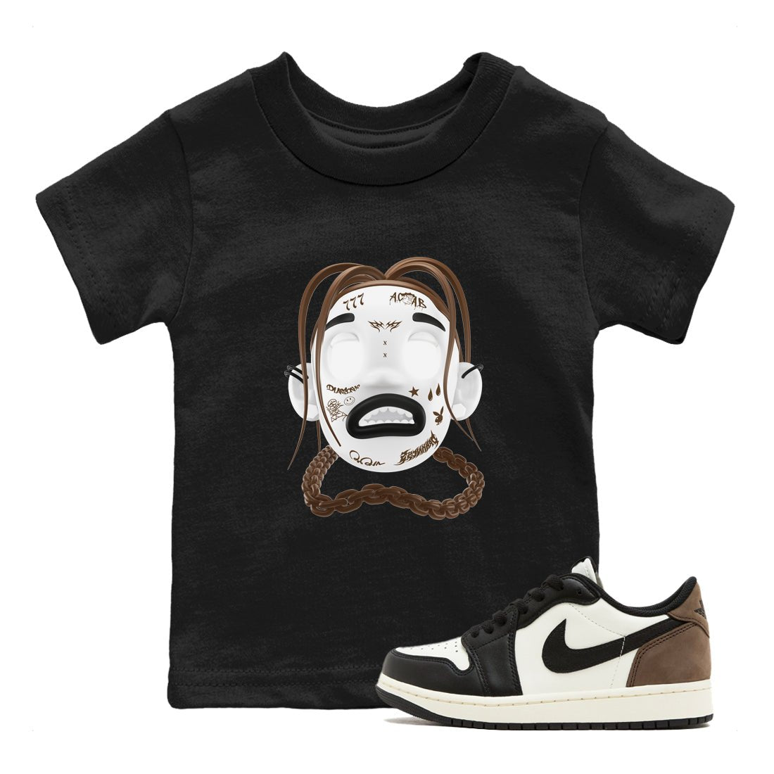 1s Low OG Mocha shirts to match jordans Goosebumps Boy sneaker match tees Air Jordan 1 Mocha match shoes to clothes SNRT Sneaker Tees Youth Baby Black 1 tee