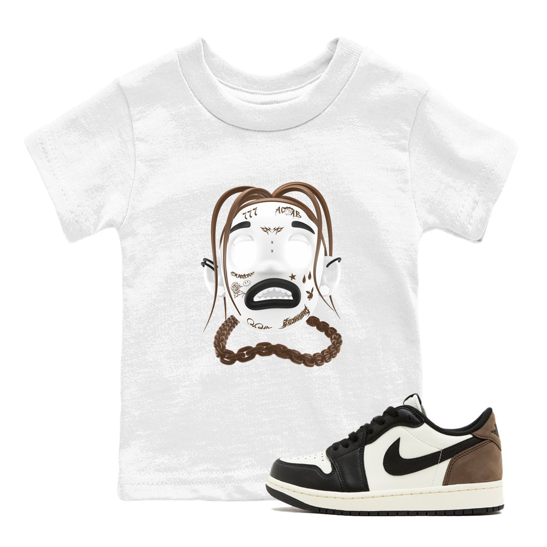 1s Low OG Mocha shirts to match jordans Goosebumps Boy sneaker match tees Air Jordan 1 Mocha match shoes to clothes SNRT Sneaker Tees Youth Baby White 1 tee