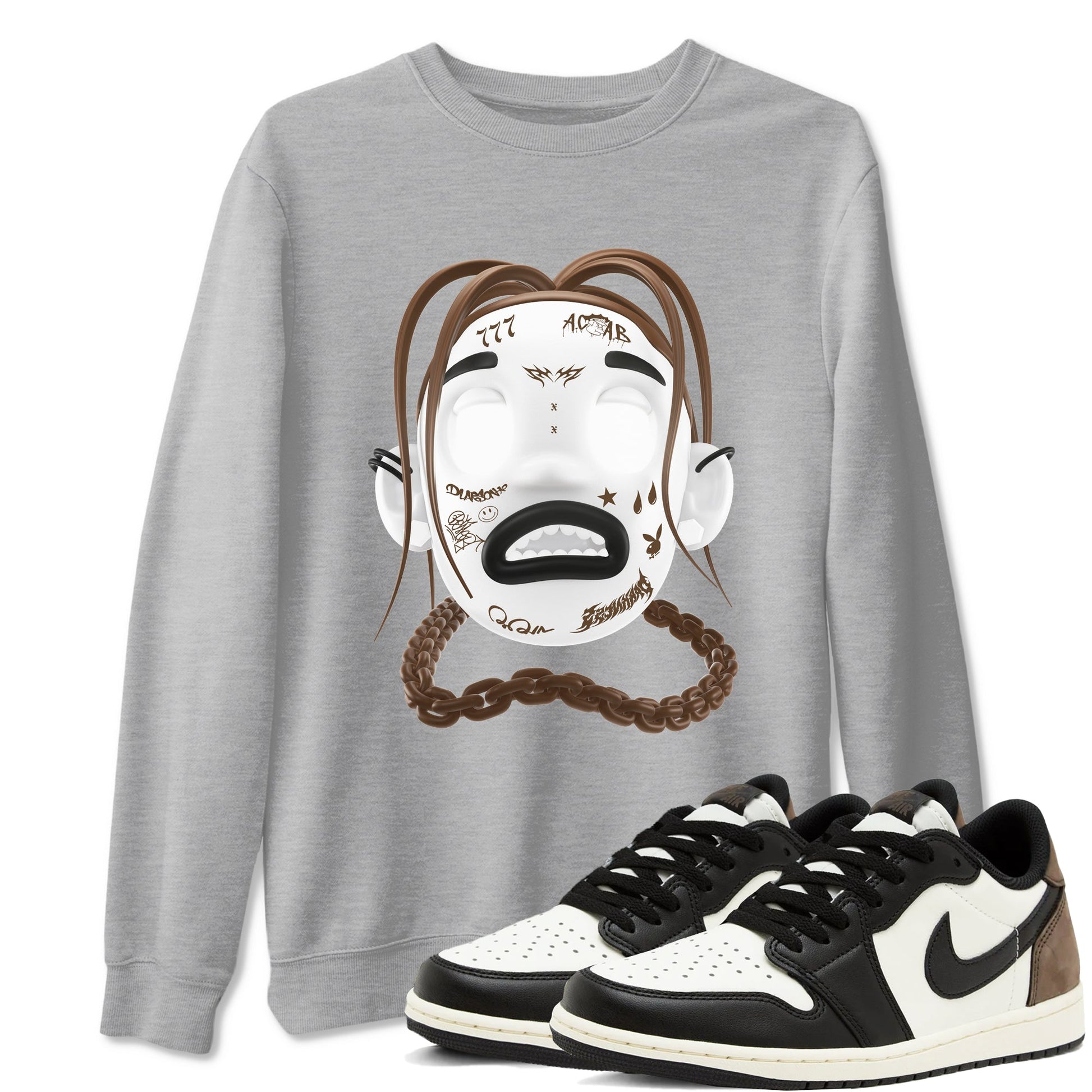 1s Low OG Mocha shirts to match jordans Goosebumps Boy sneaker match tees Air Jordan 1 Mocha match shoes to clothes SNRT Sneaker Tees unisex cotton Heather Grey 1 shirts