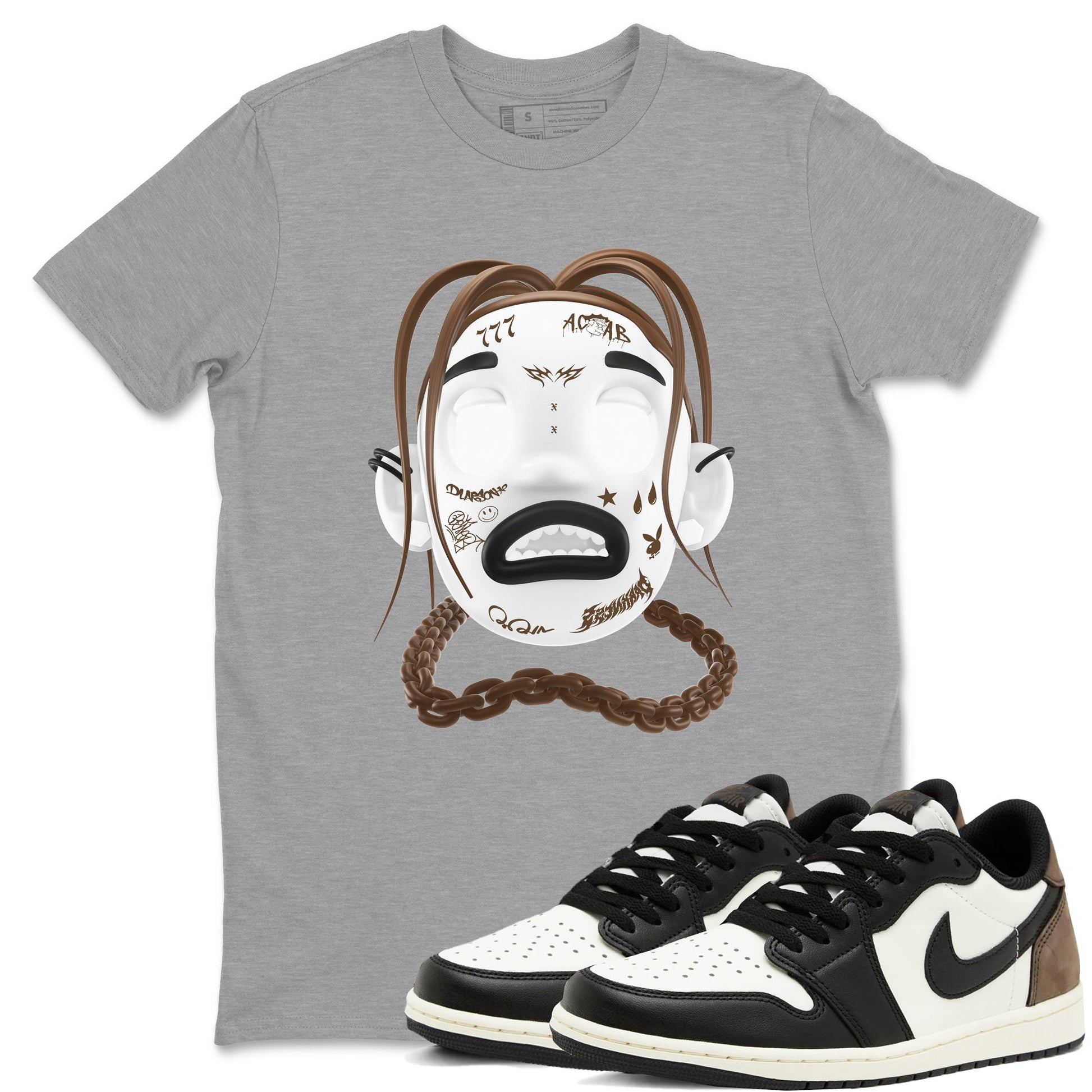 1s Low OG Mocha shirts to match jordans Goosebumps Boy sneaker match tees Air Jordan 1 Mocha match shoes to clothes SNRT Sneaker Tees unisex cotton Heather Grey 1 shirts