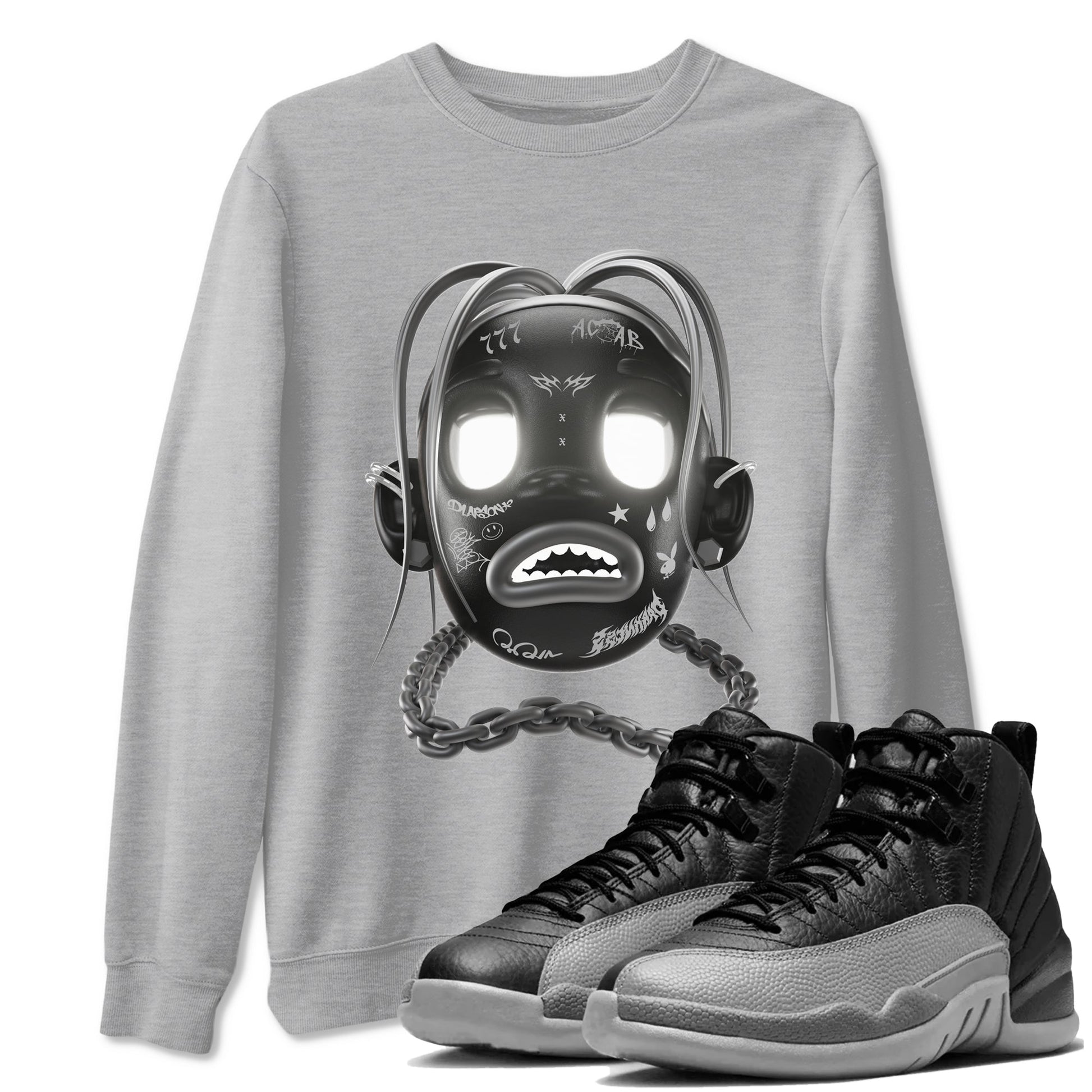12s Black Wolf Grey shirts to match jordans Goosebumps Boy sneaker match tees Air Jordan 12 Barons match shoes to clothes SNRT Sneaker Tees unisex cotton Heather Grey 1 shirts