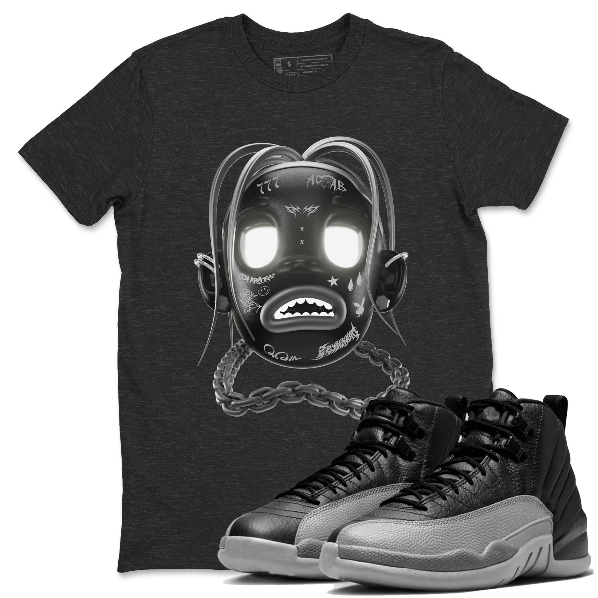 12s Black Wolf Grey shirts to match jordans Goosebumps Boy sneaker match tees Air Jordan 12 Barons match shoes to clothes SNRT Sneaker Tees unisex cotton Charcoal Heather 1 shirts