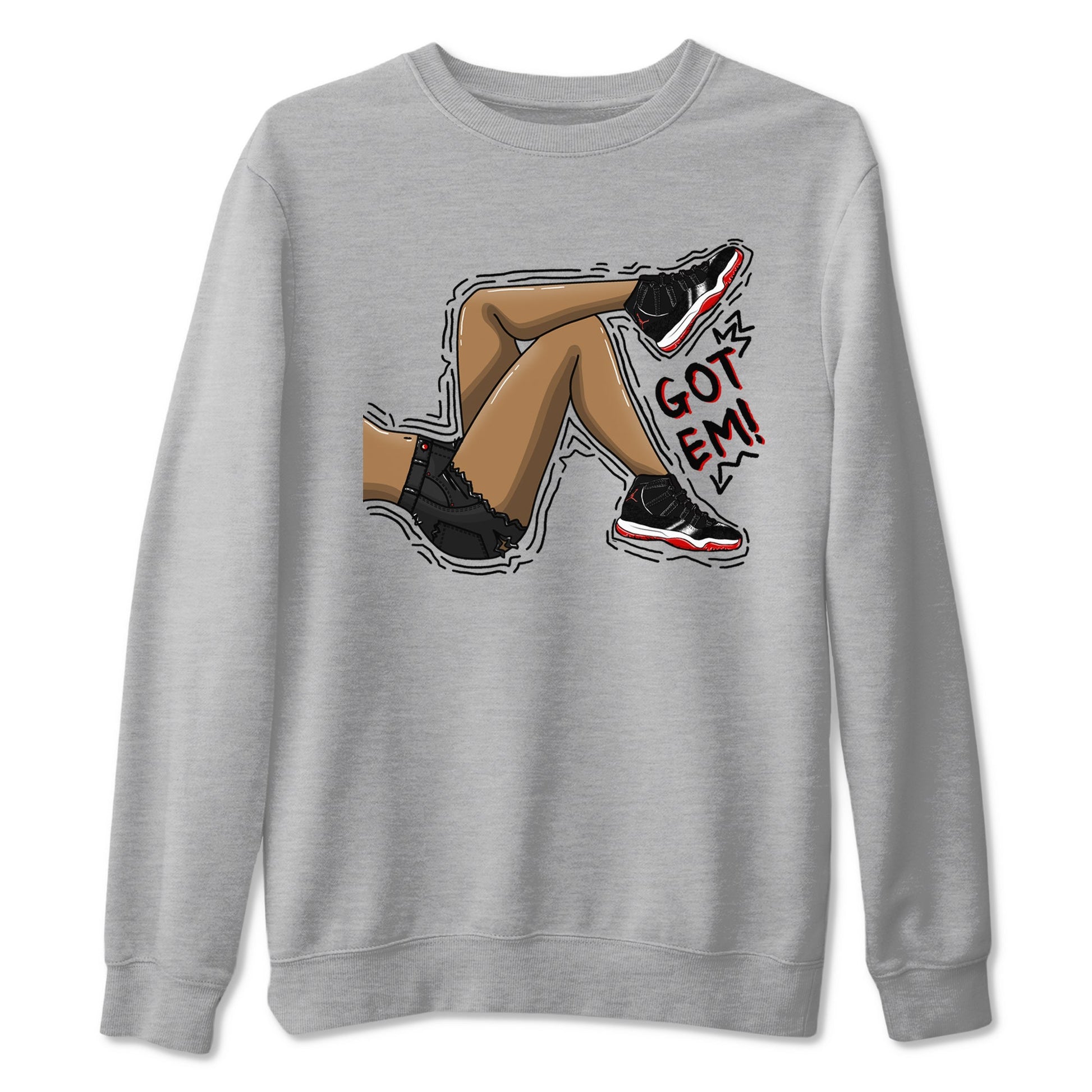 11s Bred Velvet shirts to match jordans Got Em Legs sneaker match tees Air Jordan 11 Bred Velvet match shoes to clothes SNRT Sneaker Tees unisex cotton Heather Grey 2 shirts
