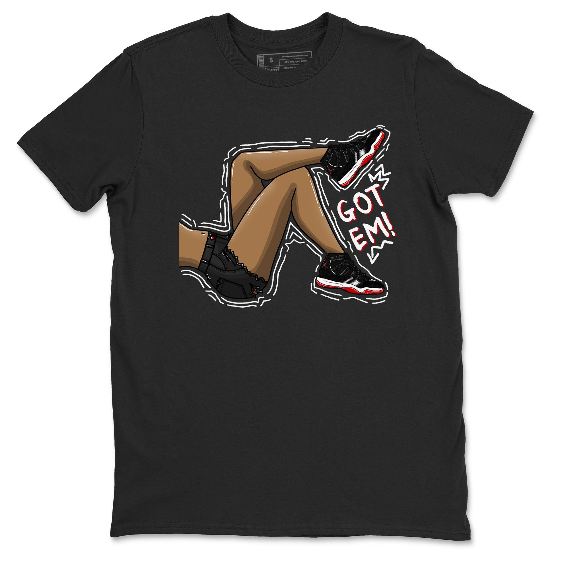 11s Bred Velvet shirts to match jordans Got Em Legs sneaker match tees Air Jordan 11 Bred Velvet match shoes to clothes SNRT Sneaker Tees unisex cotton Black 2 shirts