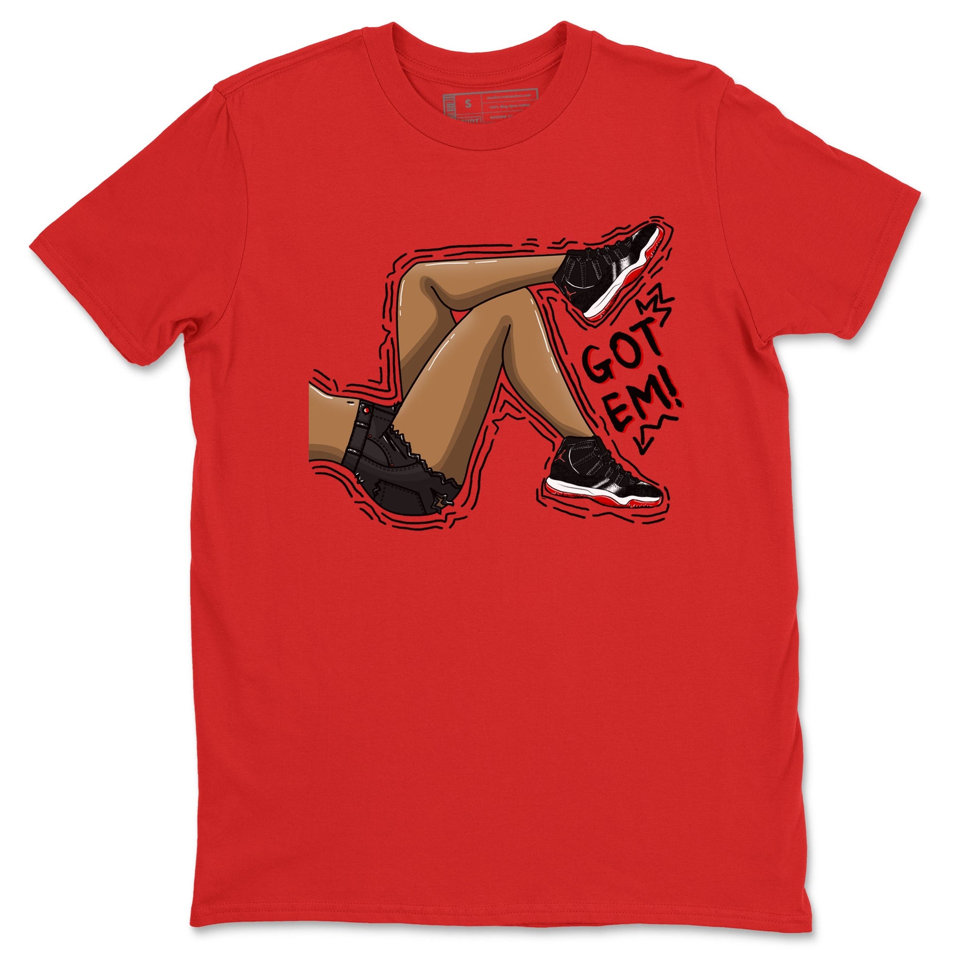 11s Bred Velvet shirts to match jordans Got Em Legs sneaker match tees Air Jordan 11 Bred Velvet match shoes to clothes SNRT Sneaker Tees unisex cotton Red 2 shirts