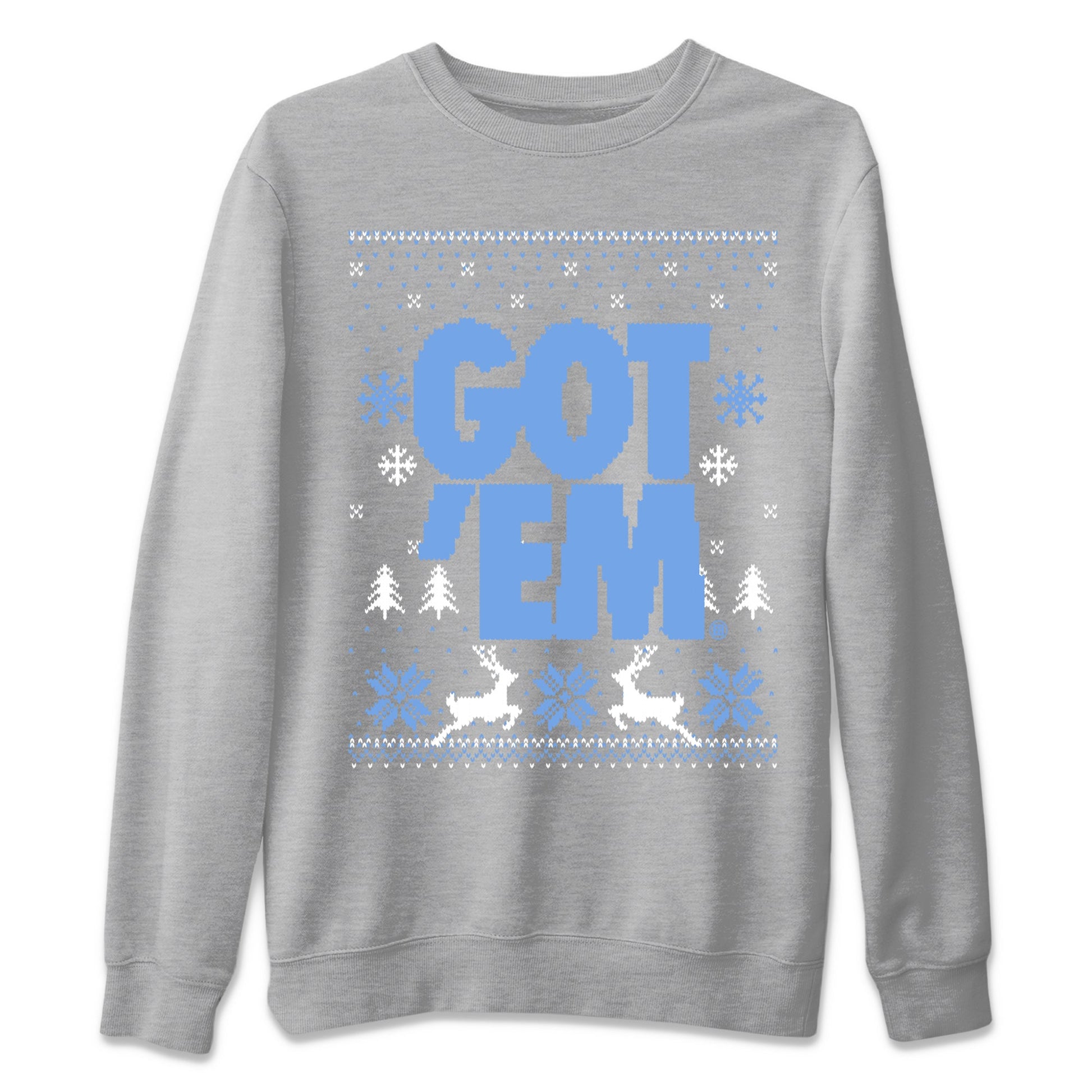 1s UNC Toe shirts to match jordans Christmas Gift Got Em Ugly Sweater sneaker match tees Air Jordan 1 High OG UNC Toe match shoes to clothes SNRT Sneaker Tees unisex cotton Heather Grey 2 shirts