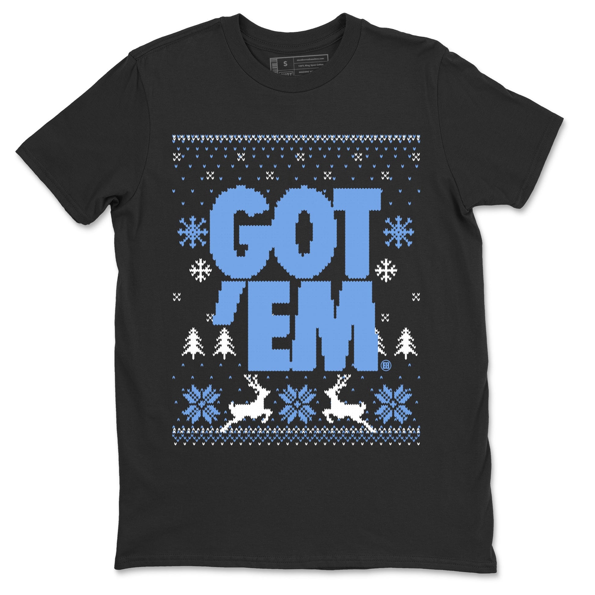 1s UNC Toe shirts to match jordans Christmas Gift Got Em Ugly Sweater sneaker match tees Air Jordan 1 High OG UNC Toe match shoes to clothes SNRT Sneaker Tees unisex cotton Black 2 shirts
