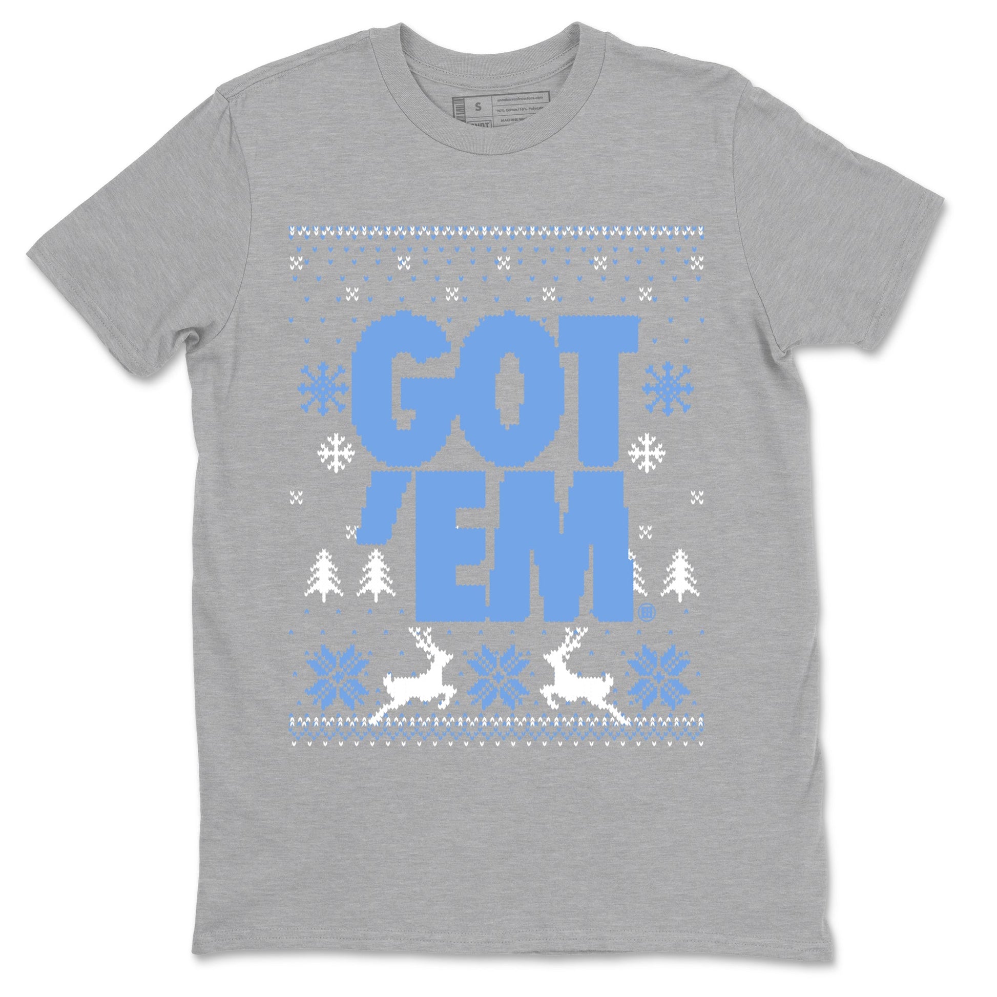 1s UNC Toe shirts to match jordans Christmas Gift Got Em Ugly Sweater sneaker match tees Air Jordan 1 High OG UNC Toe match shoes to clothes SNRT Sneaker Tees unisex cotton Heather Grey 2 shirts