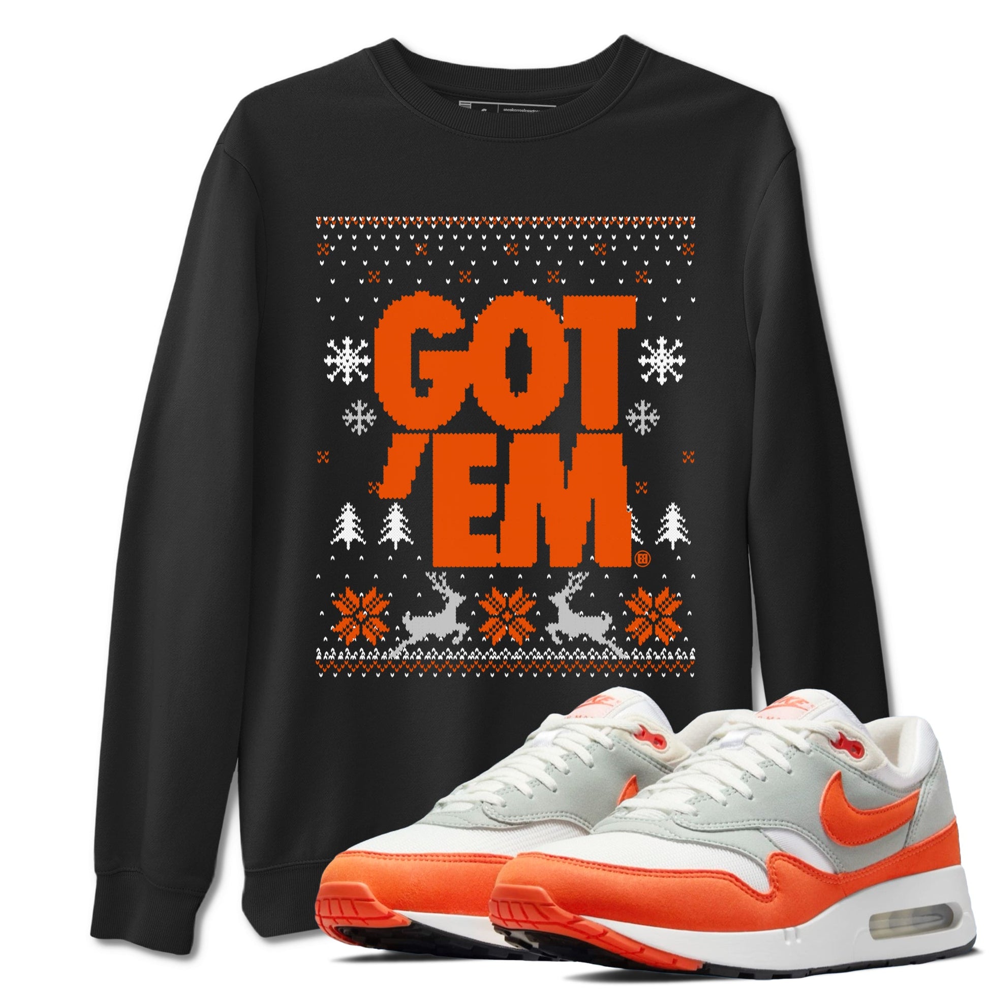 Air Max 1 OG '86 'Summit White and Cosmic Clay shirts to match jordans Christmas Gift Got Em Ugly Sweater sneaker match tees Air Max 1 Cosmic Clay match shoes to clothes SNRT Sneaker Tees unisex cotton Black 1 shirts