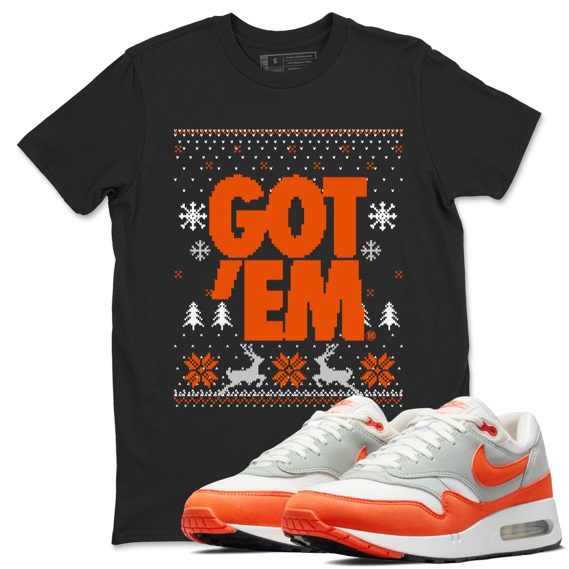 Air Max 1 OG '86 'Summit White and Cosmic Clay shirts to match jordans Christmas Gift Got Em Ugly Sweater sneaker match tees Air Max 1 Cosmic Clay match shoes to clothes SNRT Sneaker Tees unisex cotton Black 1 shirts