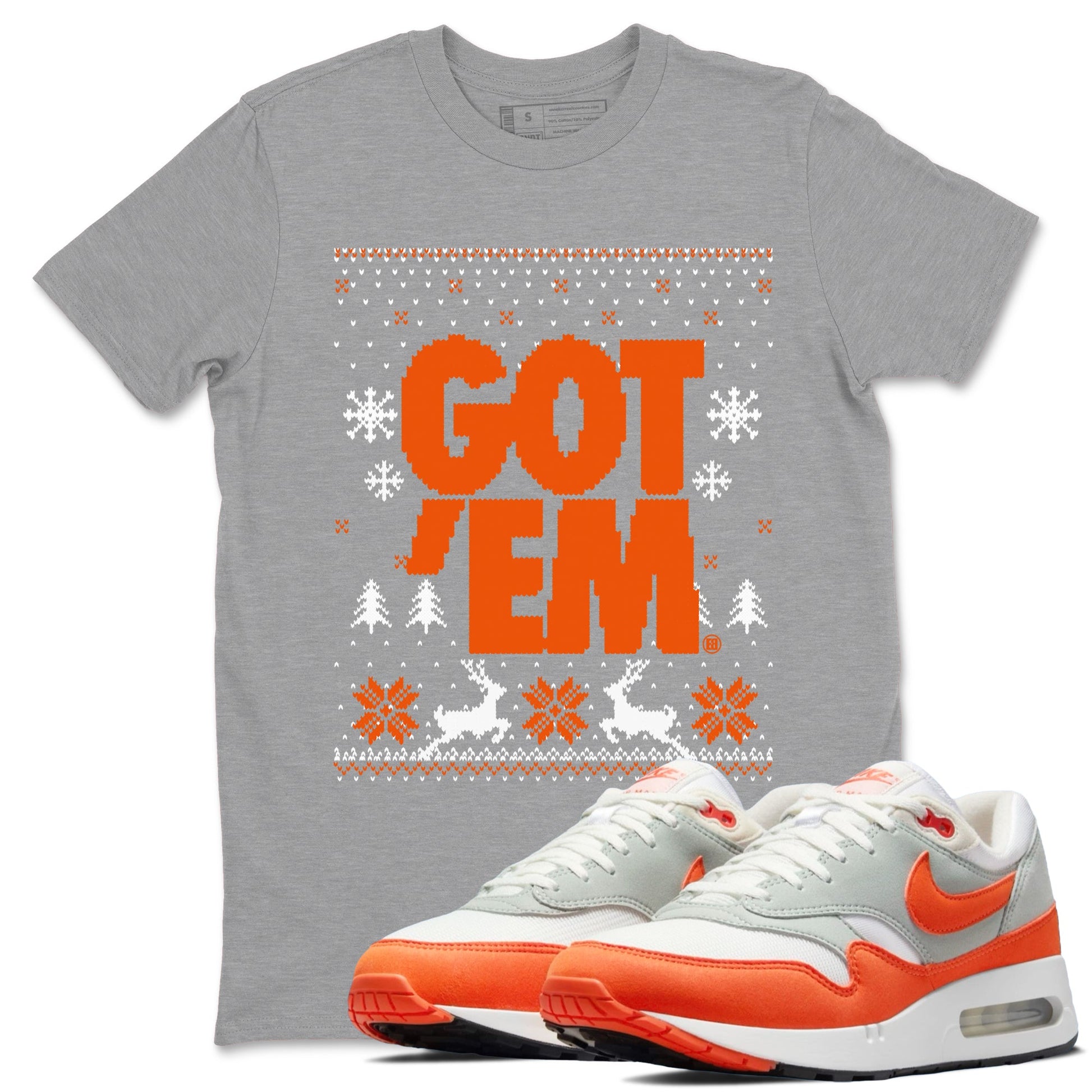 Air Max 1 OG '86 'Summit White and Cosmic Clay shirts to match jordans Christmas Gift Got Em Ugly Sweater sneaker match tees Air Max 1 Cosmic Clay match shoes to clothes SNRT Sneaker Tees unisex cotton Heather Grey 1 shirts