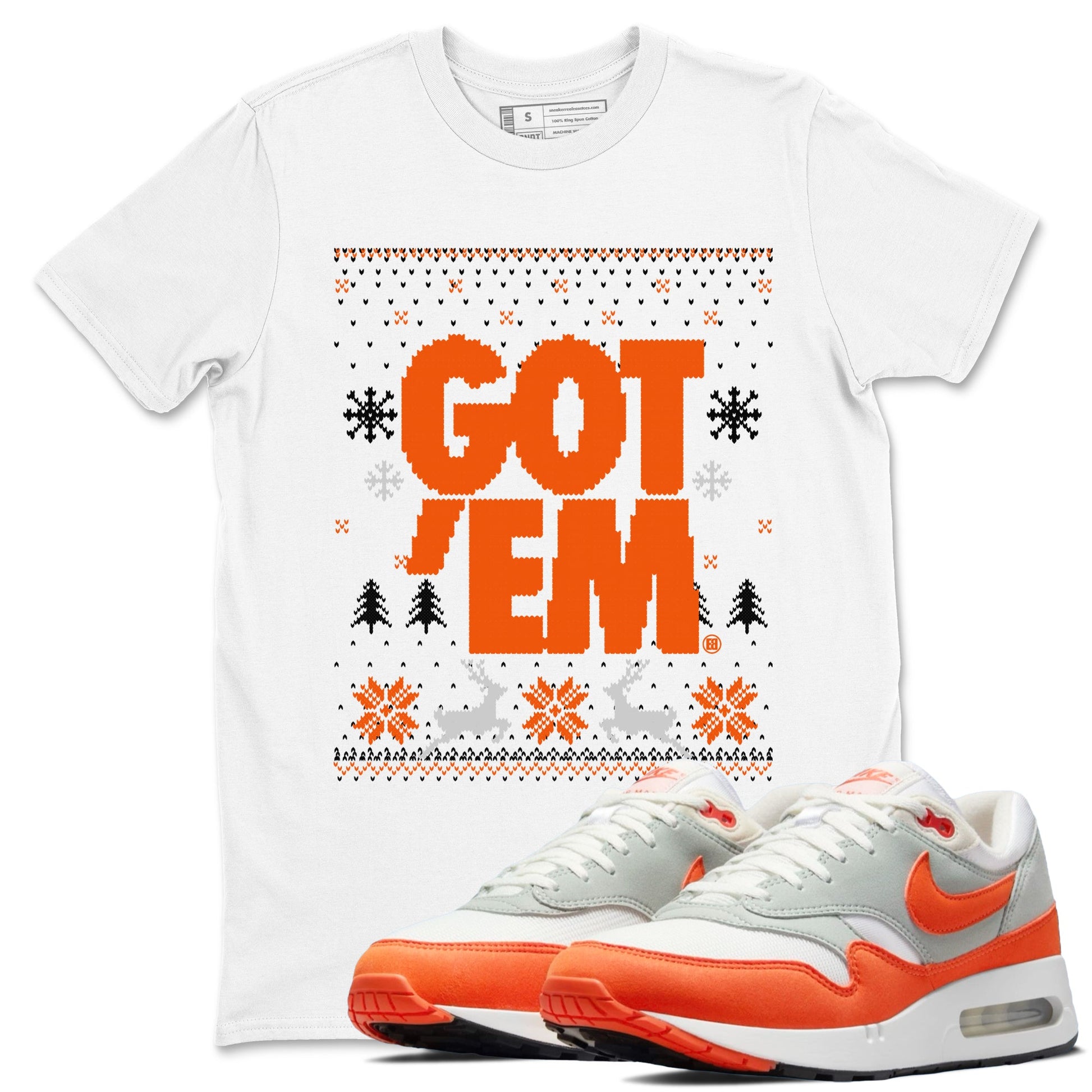 Air Max 1 OG '86 'Summit White and Cosmic Clay shirts to match jordans Christmas Gift Got Em Ugly Sweater sneaker match tees Air Max 1 Cosmic Clay match shoes to clothes SNRT Sneaker Tees unisex cotton White 1 shirts