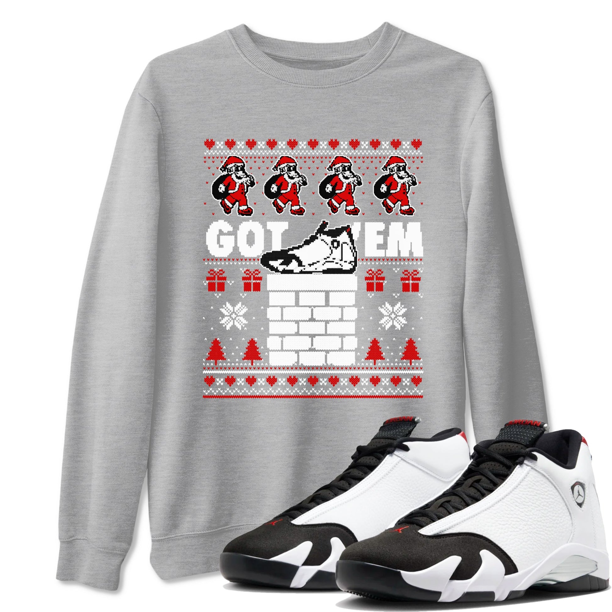 Air Jordan 14 Black Toe t shirts to match sneakers Got'em Santa sneaker match tees 14s Black Toe sneaker match tee SNRT Sneaker Tees unisex cotton Heather Grey 1 shirts