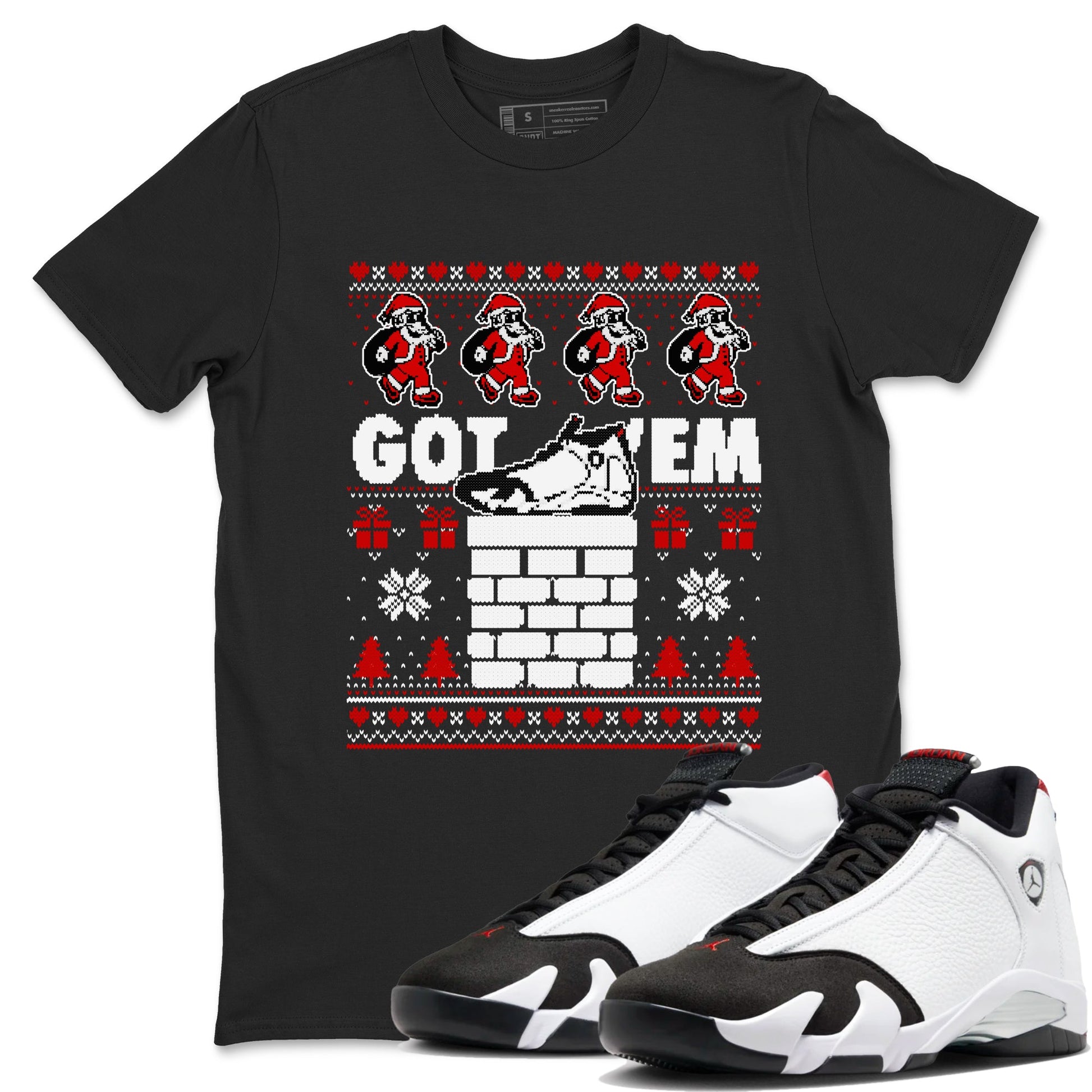 Air Jordan 14 Black Toe t shirts to match sneakers Got'em Santa sneaker match tees 14s Black Toe sneaker match tee SNRT Sneaker Tees unisex cotton Black 1 shirts