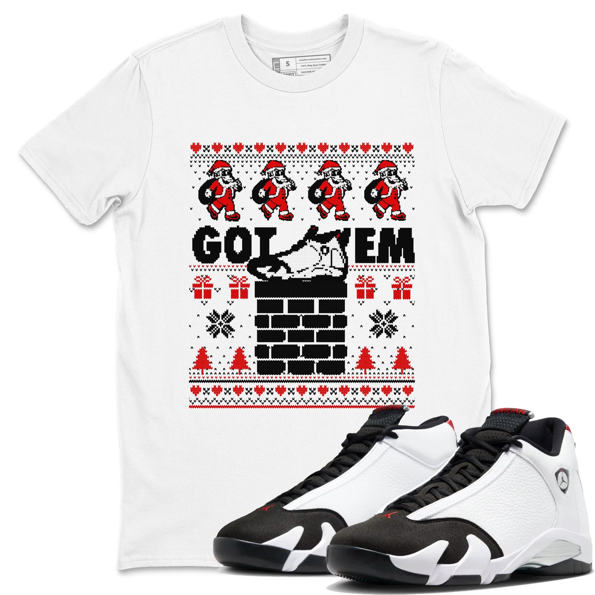 Air Jordan 14 Black Toe t shirts to match sneakers Got'em Santa sneaker match tees 14s Black Toe sneaker match tee SNRT Sneaker Tees unisex cotton White 1 shirts