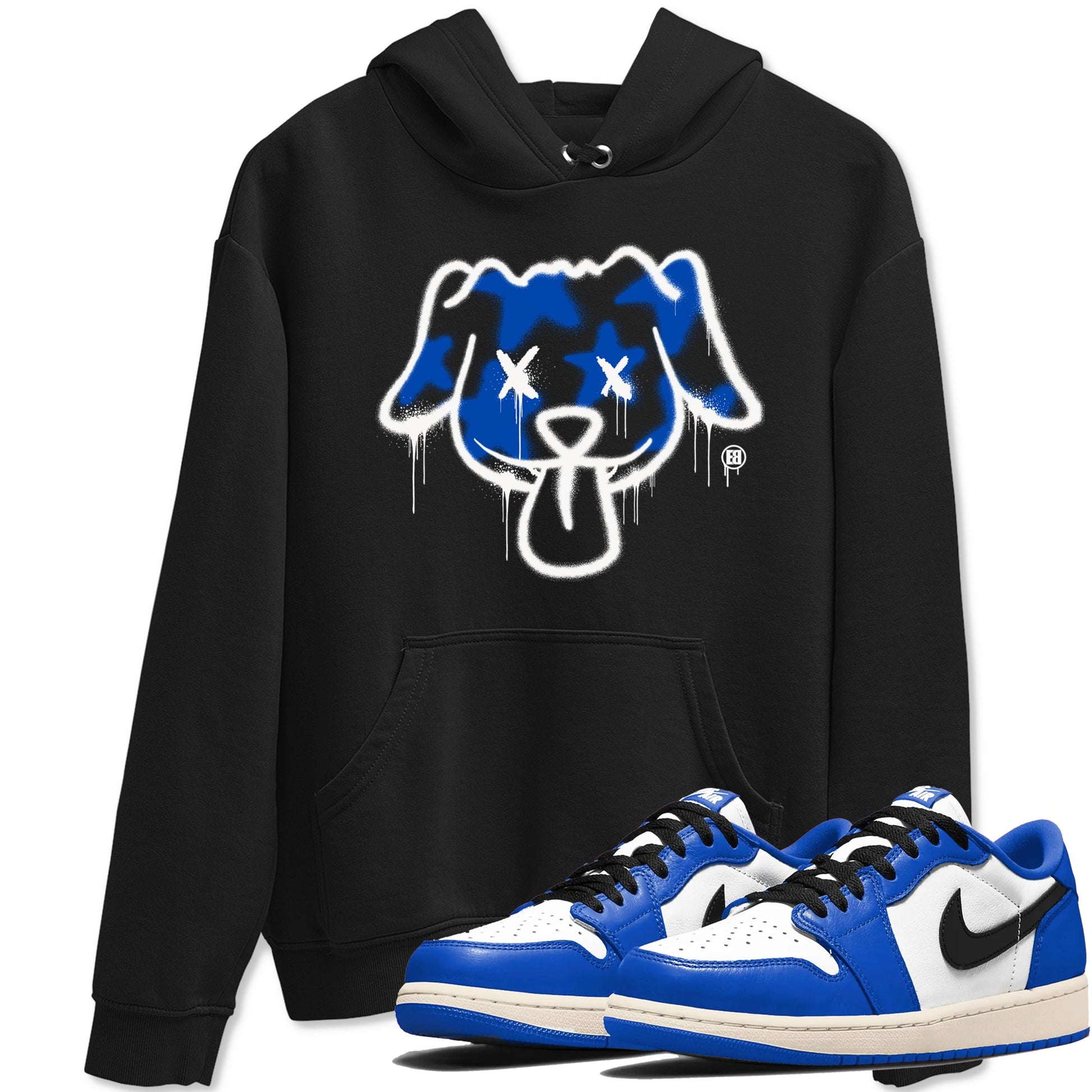 1s Game Royal shirts to match jordans Graffiti Dog sneaker match tees Air Jordan 1 Retro Low OG Game Royal match shoes to clothes SNRT Sneaker Tees unisex cotton Black 1 shirts
