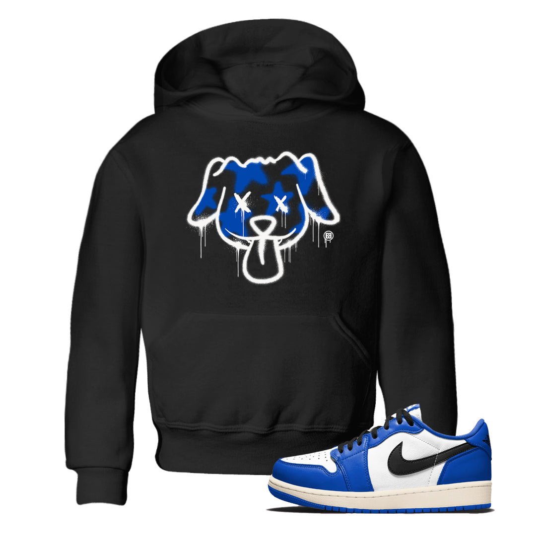 1s Game Royal shirts to match jordans Graffiti Dog sneaker match tees Air Jordan 1 Retro Low OG Game Royal match shoes to clothes SNRT Sneaker Tees Youth Baby Black 1 tee