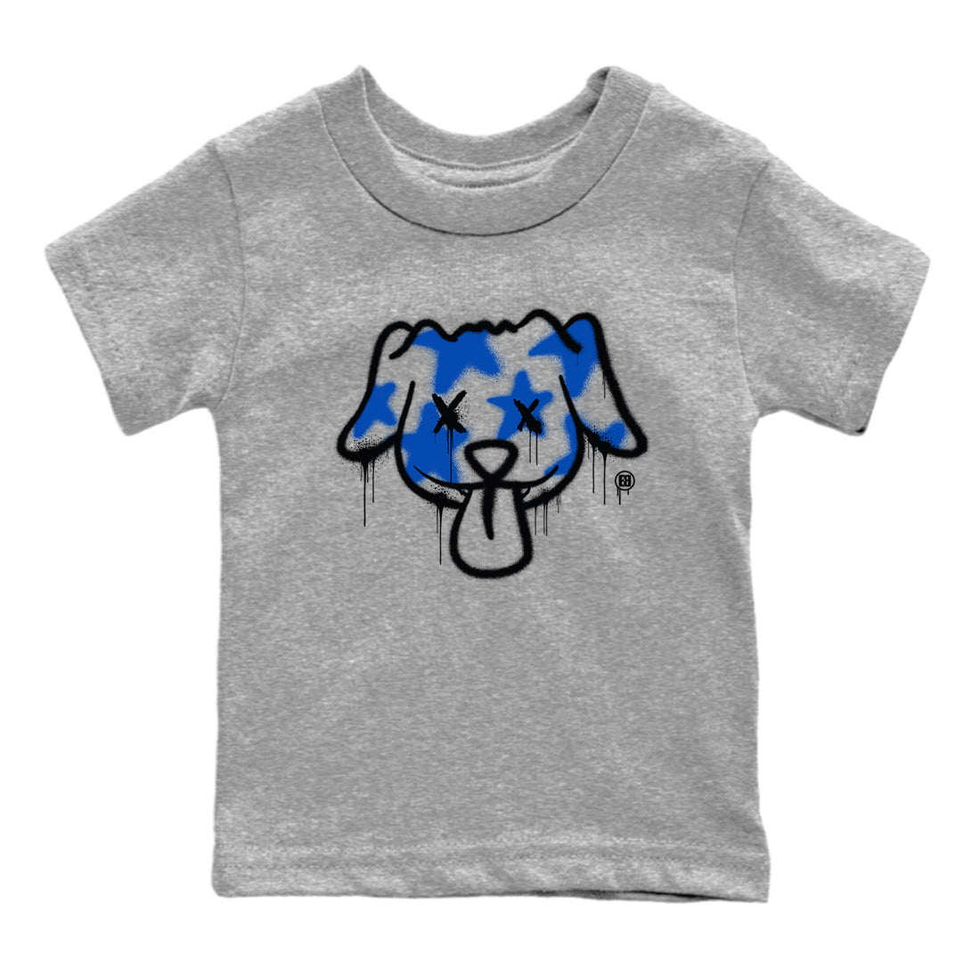 1s Game Royal shirts to match jordans Graffiti Dog sneaker match tees Air Jordan 1 Retro Low OG Game Royal match shoes to clothes SNRT Sneaker Tees Youth Baby Heather Grey 2 tee