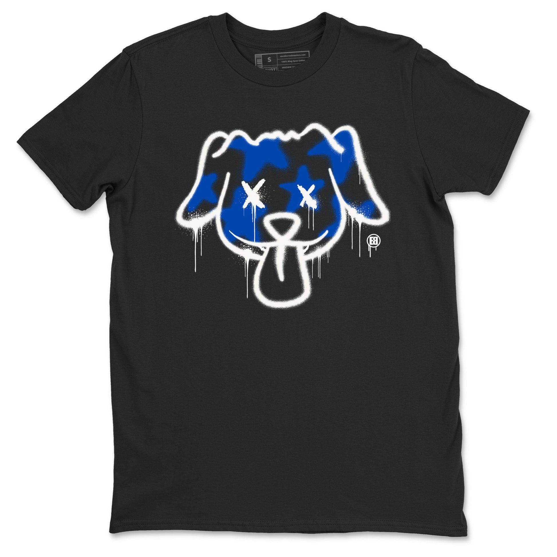 1s Game Royal shirts to match jordans Graffiti Dog sneaker match tees Air Jordan 1 Retro Low OG Game Royal match shoes to clothes SNRT Sneaker Tees unisex cotton Black 2 shirts