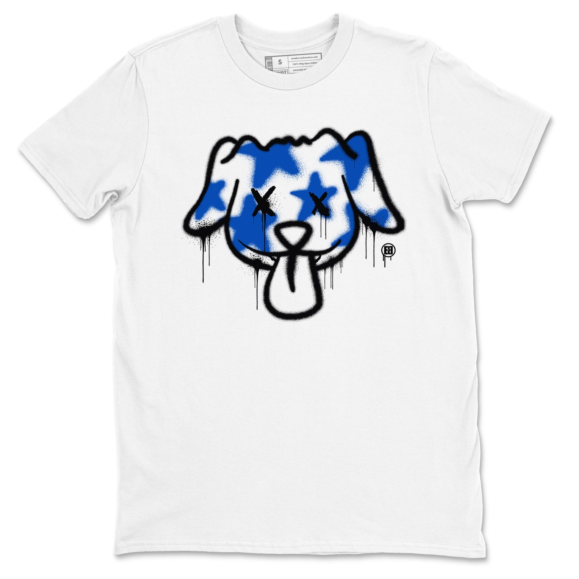 1s Game Royal shirts to match jordans Graffiti Dog sneaker match tees Air Jordan 1 Retro Low OG Game Royal match shoes to clothes SNRT Sneaker Tees unisex cotton White 2 shirts