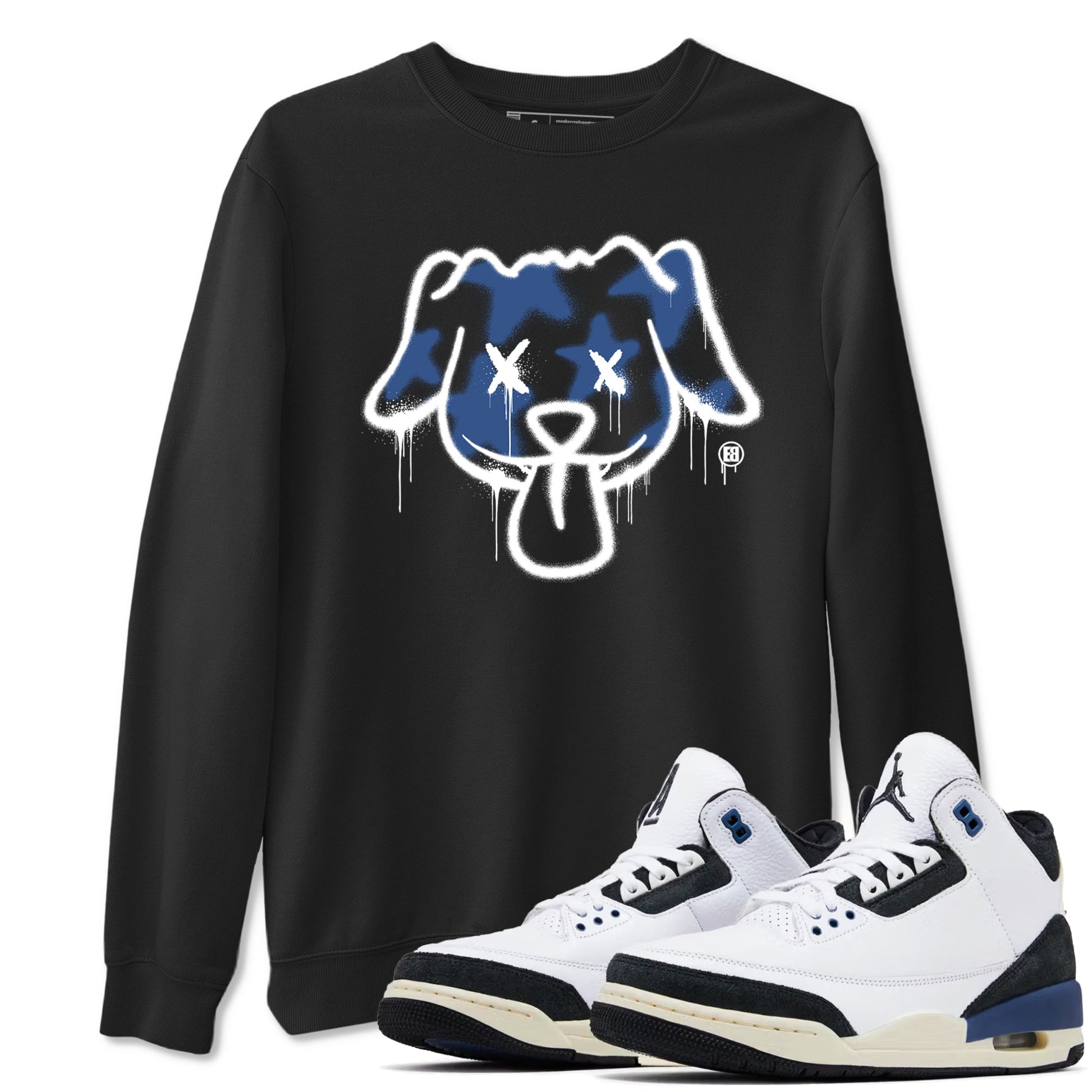 A Ma Maniere Air Jordan 3 Diffused Blue shirts to match jordans Graffiti Dog graphic tee Jordan 3 For The Love best t-shirts to wear with jordans SNRT Sneaker Tees unisex cotton Black 1 shirts