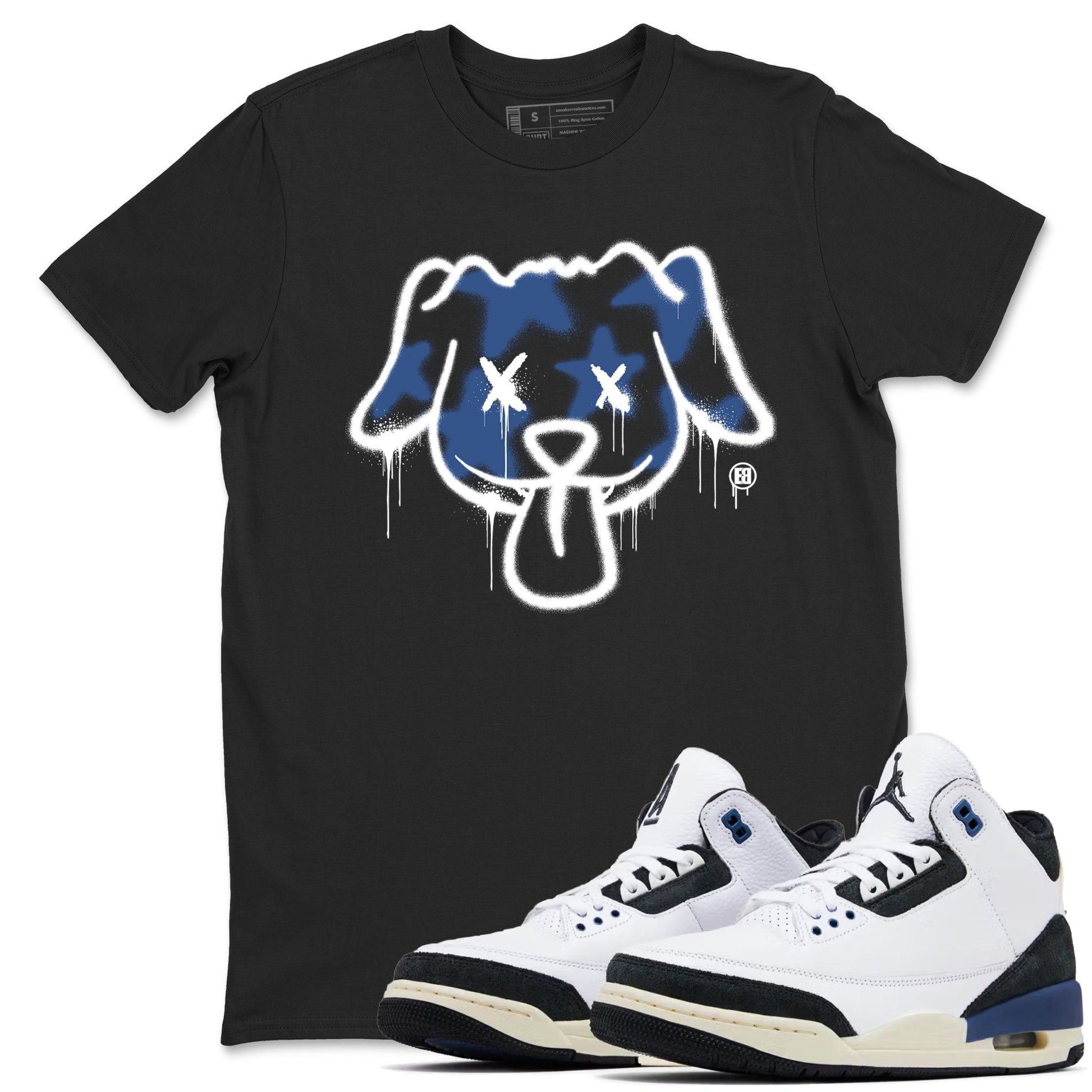 A Ma Maniere Air Jordan 3 Diffused Blue shirts to match jordans Graffiti Dog graphic tee Jordan 3 For The Love best t-shirts to wear with jordans SNRT Sneaker Tees unisex cotton Black 1 shirts