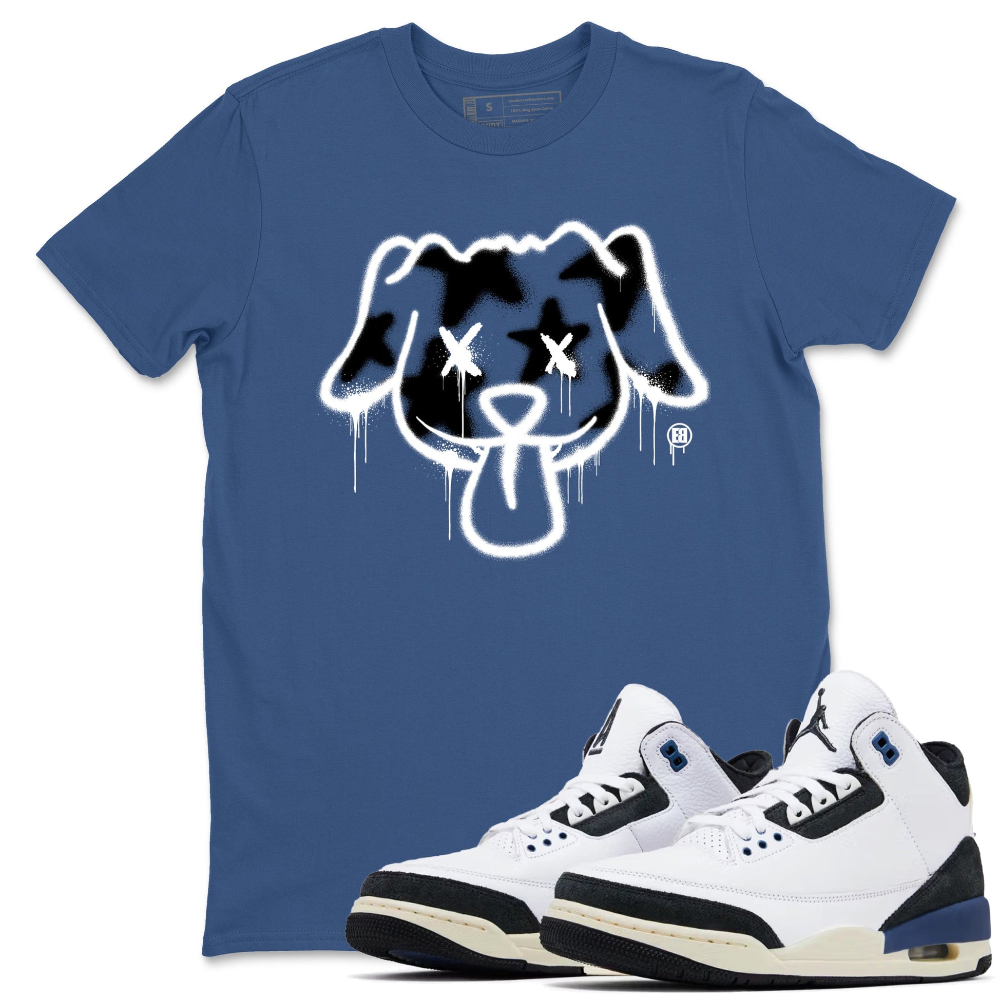 A Ma Maniere Air Jordan 3 Diffused Blue shirts to match jordans Graffiti Dog graphic tee Jordan 3 For The Love best t-shirts to wear with jordans SNRT Sneaker Tees unisex cotton Denim Blue 1 shirts