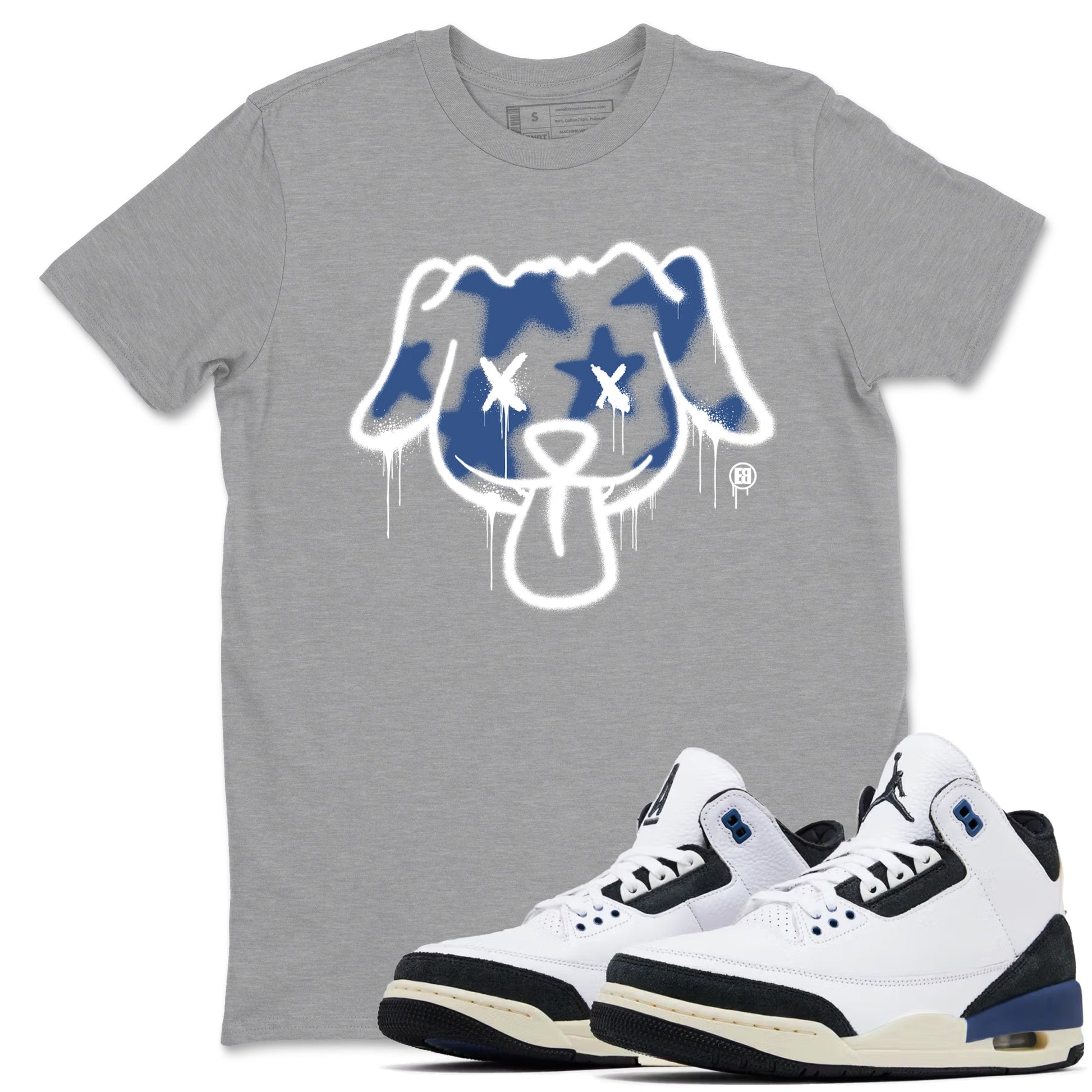 A Ma Maniere Air Jordan 3 Diffused Blue shirts to match jordans Graffiti Dog graphic tee Jordan 3 For The Love best t-shirts to wear with jordans SNRT Sneaker Tees unisex cotton Heather Grey 1 shirts