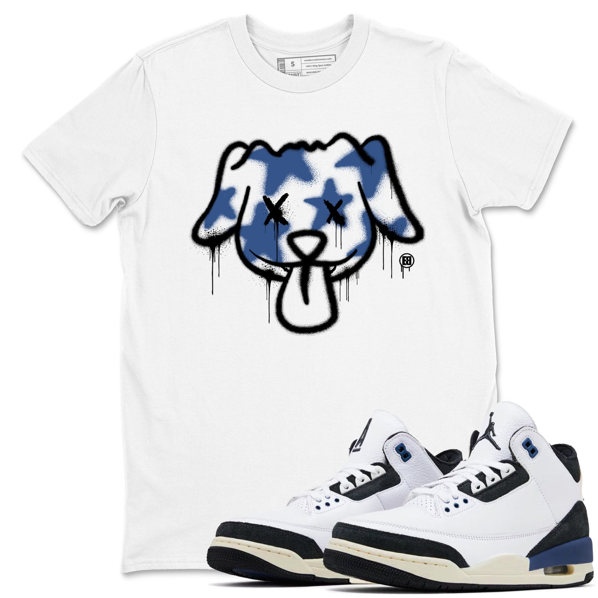 A Ma Maniere Air Jordan 3 Diffused Blue shirts to match jordans Graffiti Dog graphic tee Jordan 3 For The Love best t-shirts to wear with jordans SNRT Sneaker Tees unisex cotton White 1 shirts