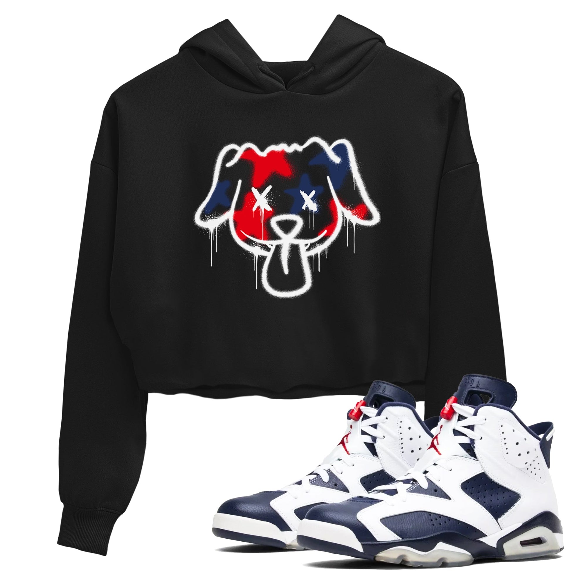 6s White And Midnight Navy shirts to match jordans Graffiti Dog sneaker match tees Air Jordan 6 White And Midnight Navy SNRT Sneaker Tees streetwear brand Black 1 crop tee