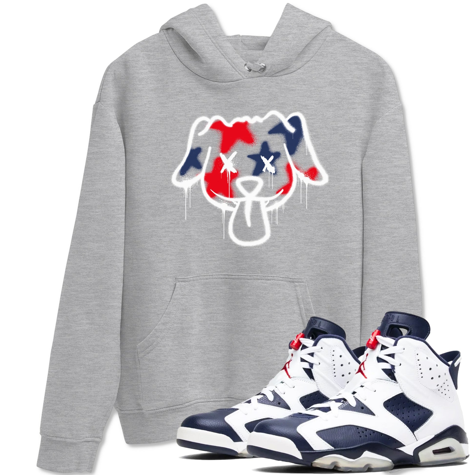 6s White And Midnight Navy shirts to match jordans Graffiti Dog sneaker match tees Air Jordan 6 White And Midnight Navy SNRT Sneaker Tees streetwear brand Heather Grey 1 unisex cotton tee