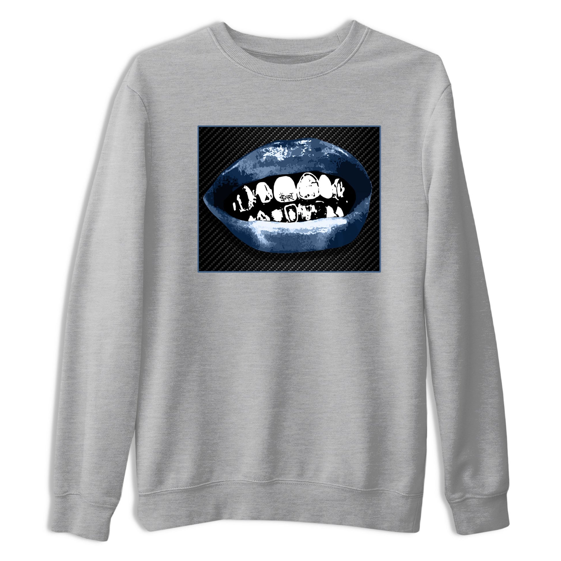 Sneaker Threads – Sneaker Tees To Match Air Foamposite One Carbon Fiber – Grillz Lips Graphic Tee Heather Grey 2. Perfect for Jordan releases 2025 colorways.