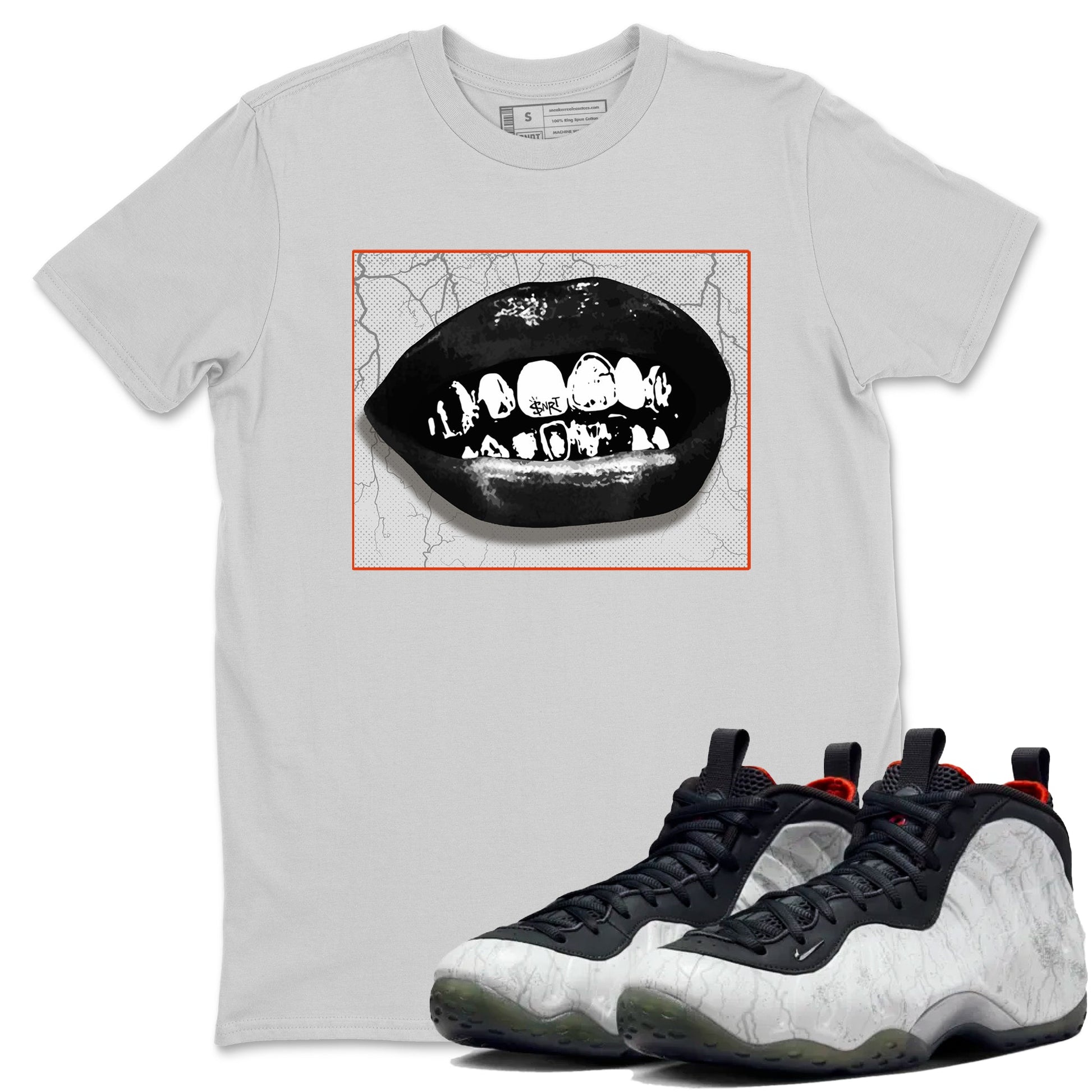 Foams One Jin shirts to match jordans Grillz Lips sneaker match tees Air Foamposite One Jin match shoes to clothes SNRT Sneaker Tees unisex cotton Silver 1 shirts