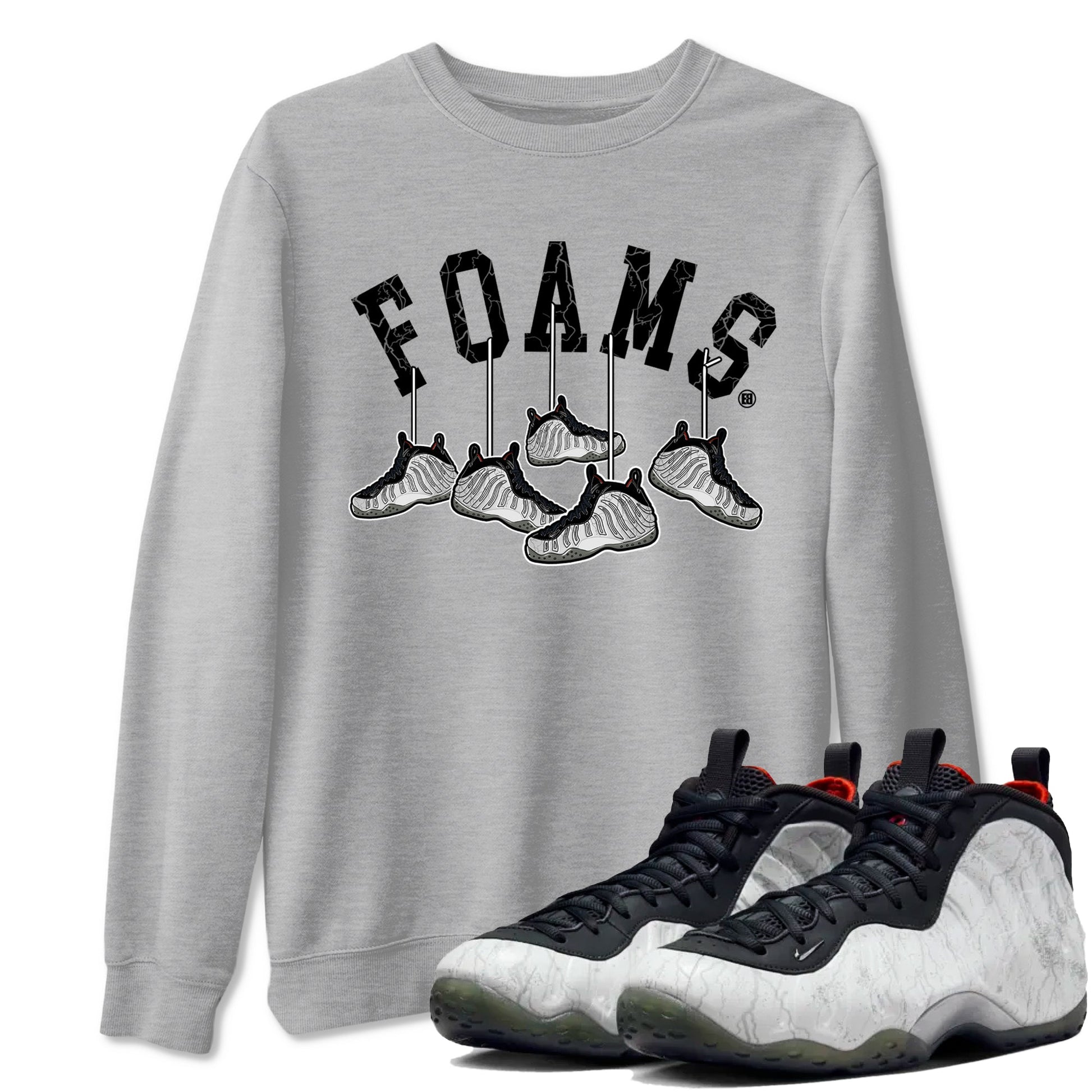 Foams One Jin shirts to match jordans Hanging Sneakers sneaker match tees Air Foamposite One Jin match shoes to clothes SNRT Sneaker Tees unisex cotton Heather Grey 1 shirts