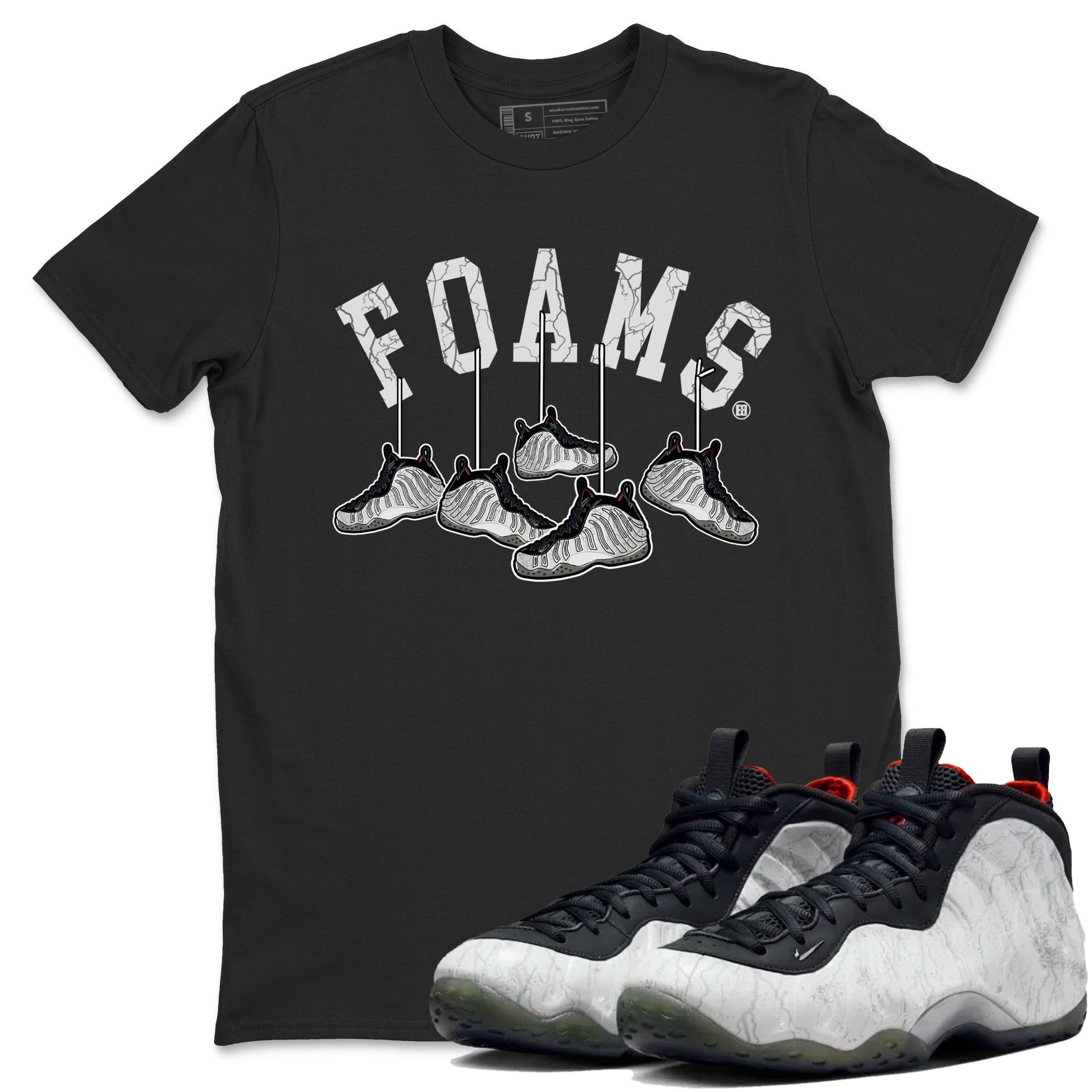 Foams One Jin shirts to match jordans Hanging Sneakers sneaker match tees Air Foamposite One Jin match shoes to clothes SNRT Sneaker Tees unisex cotton Black 1 shirts