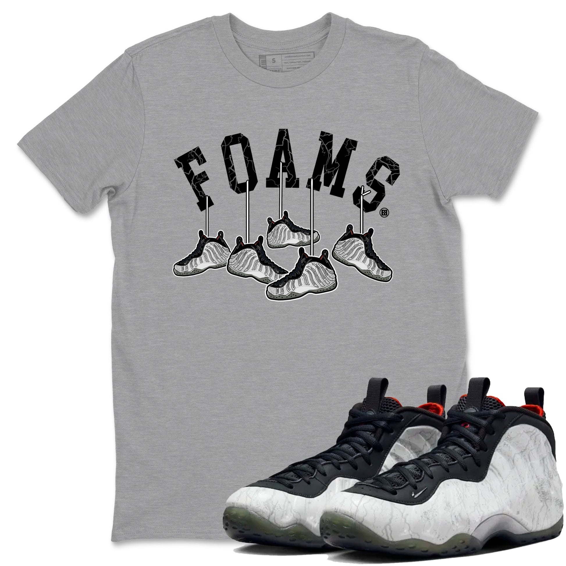 Foams One Jin shirts to match jordans Hanging Sneakers sneaker match tees Air Foamposite One Jin match shoes to clothes SNRT Sneaker Tees unisex cotton Heather Grey 1 shirts