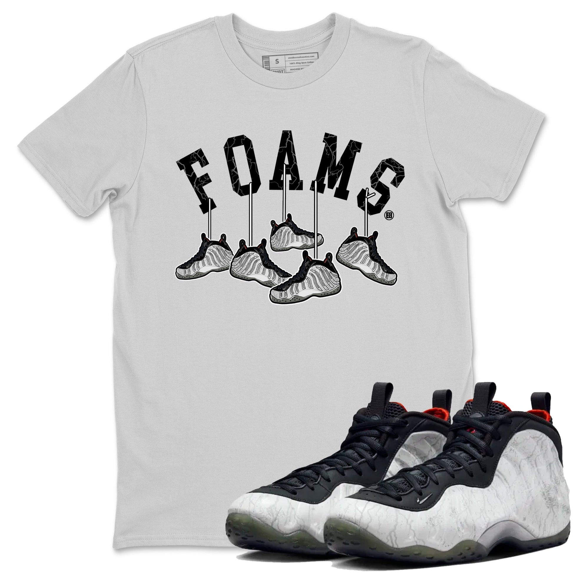 Foams One Jin shirts to match jordans Hanging Sneakers sneaker match tees Air Foamposite One Jin match shoes to clothes SNRT Sneaker Tees unisex cotton Silver 1 shirts